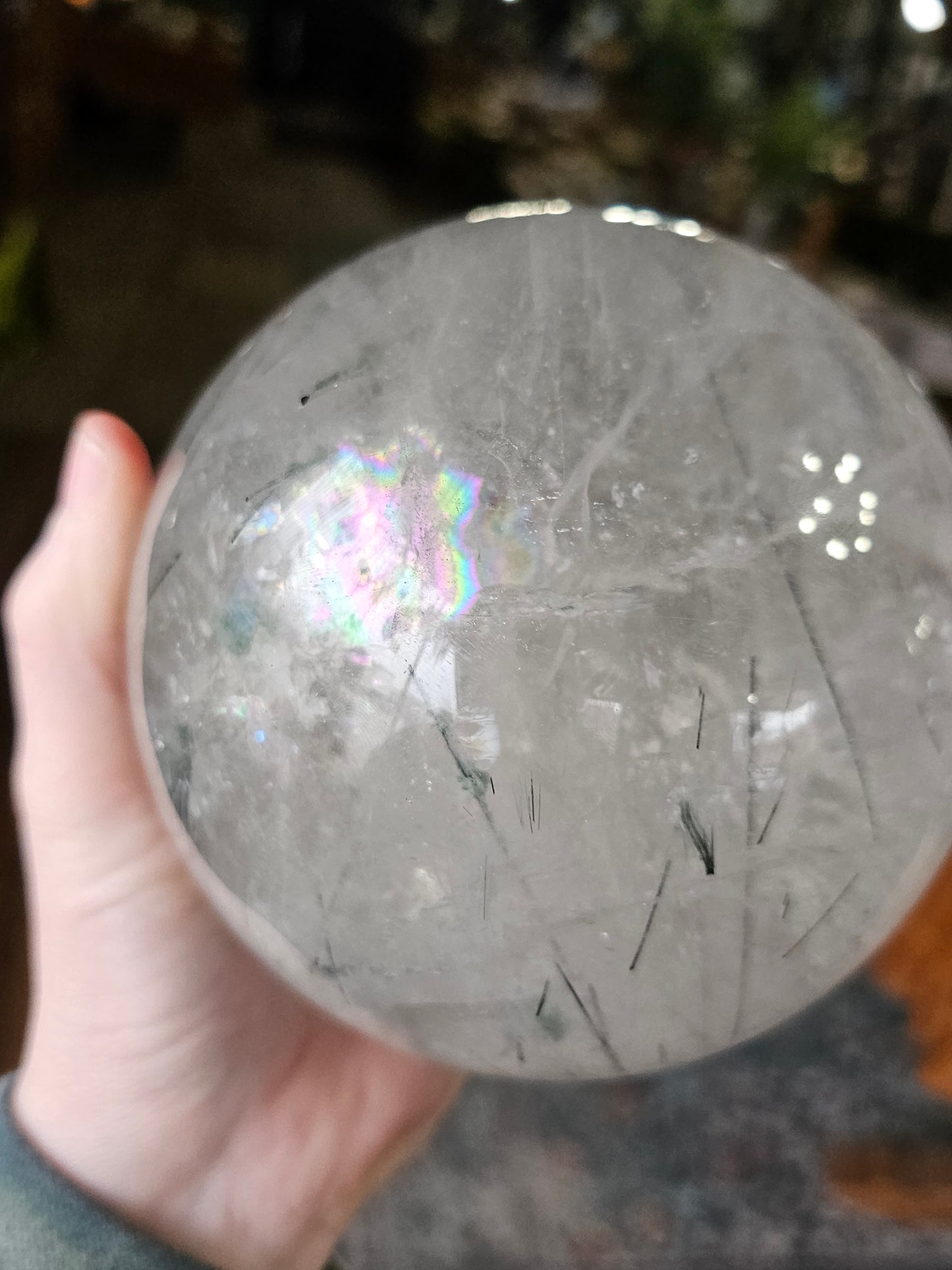XL Chlorite on Black Tourmaline in Quartz Sphere
