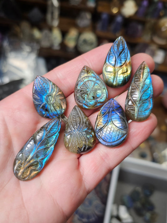 Carved Labradorite Teardrop Cabochon