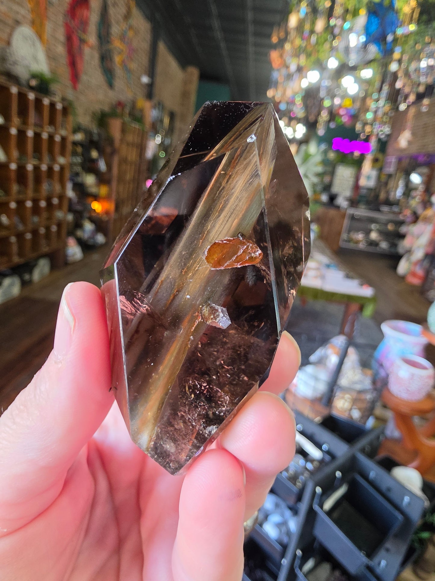 Amphibole in Smoky Quartz