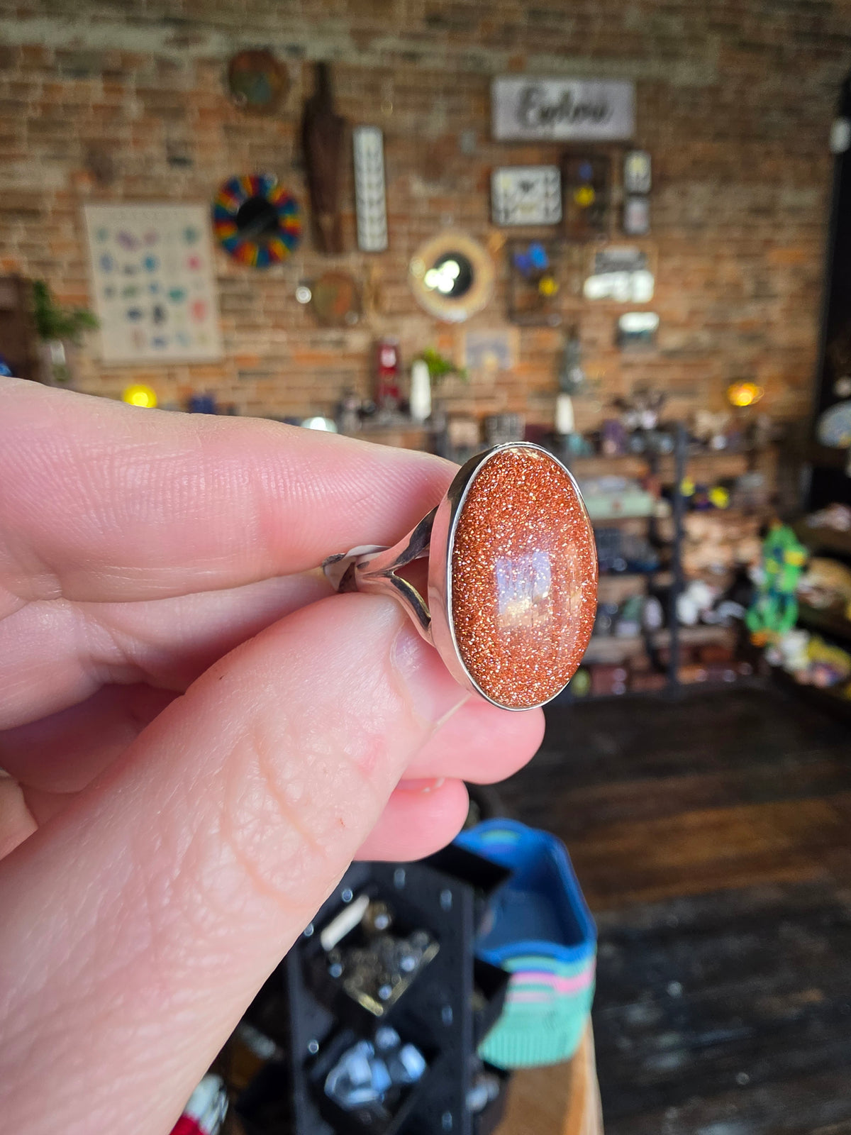 Goldstone Ring Size 6