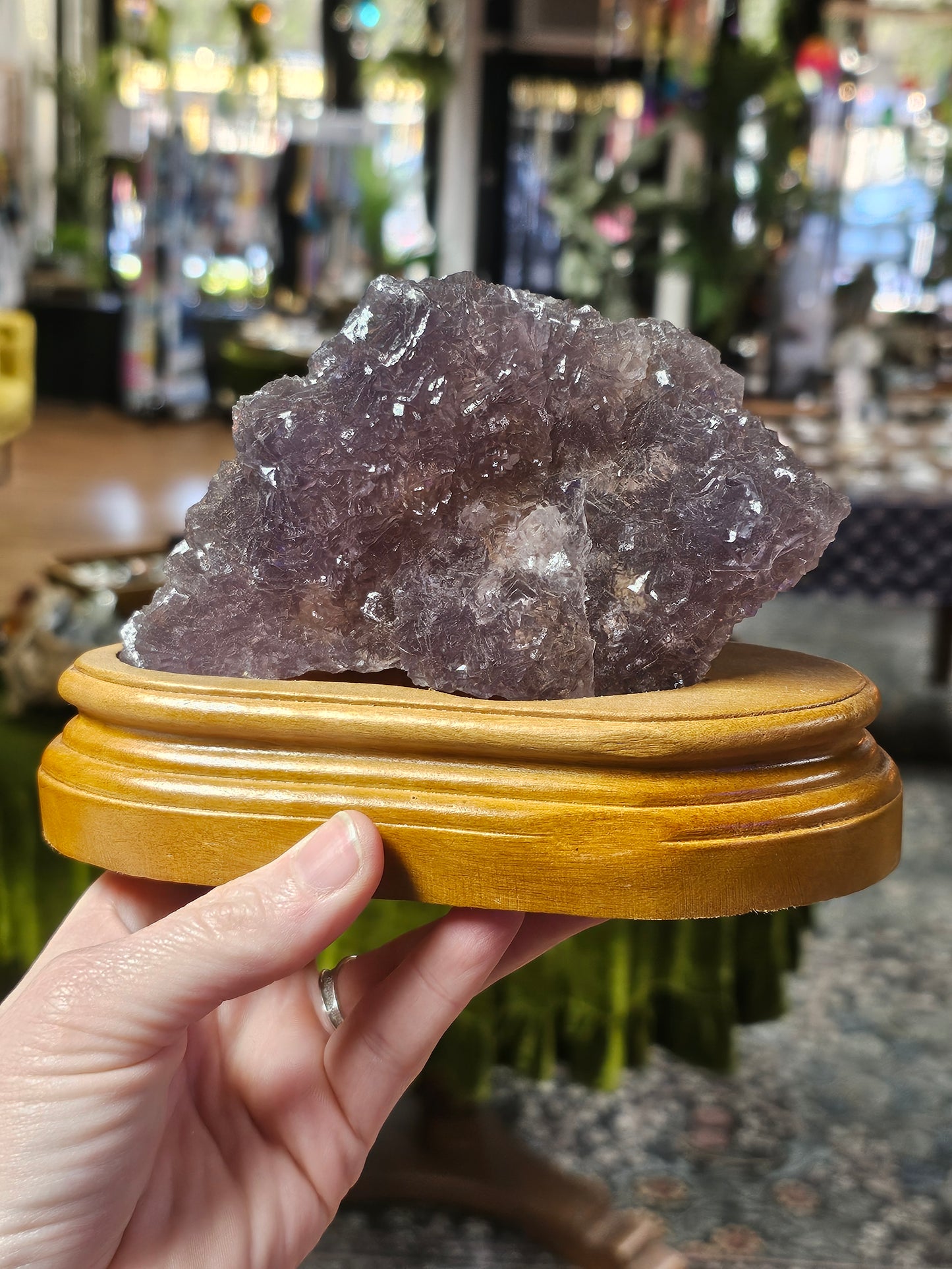 Purple Fluorite on Custom Wood base