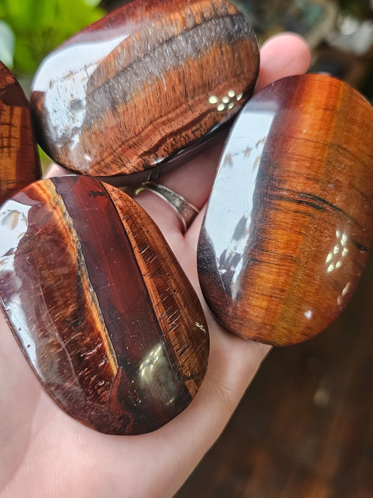 XL Red Tigers Eye Palm Stone