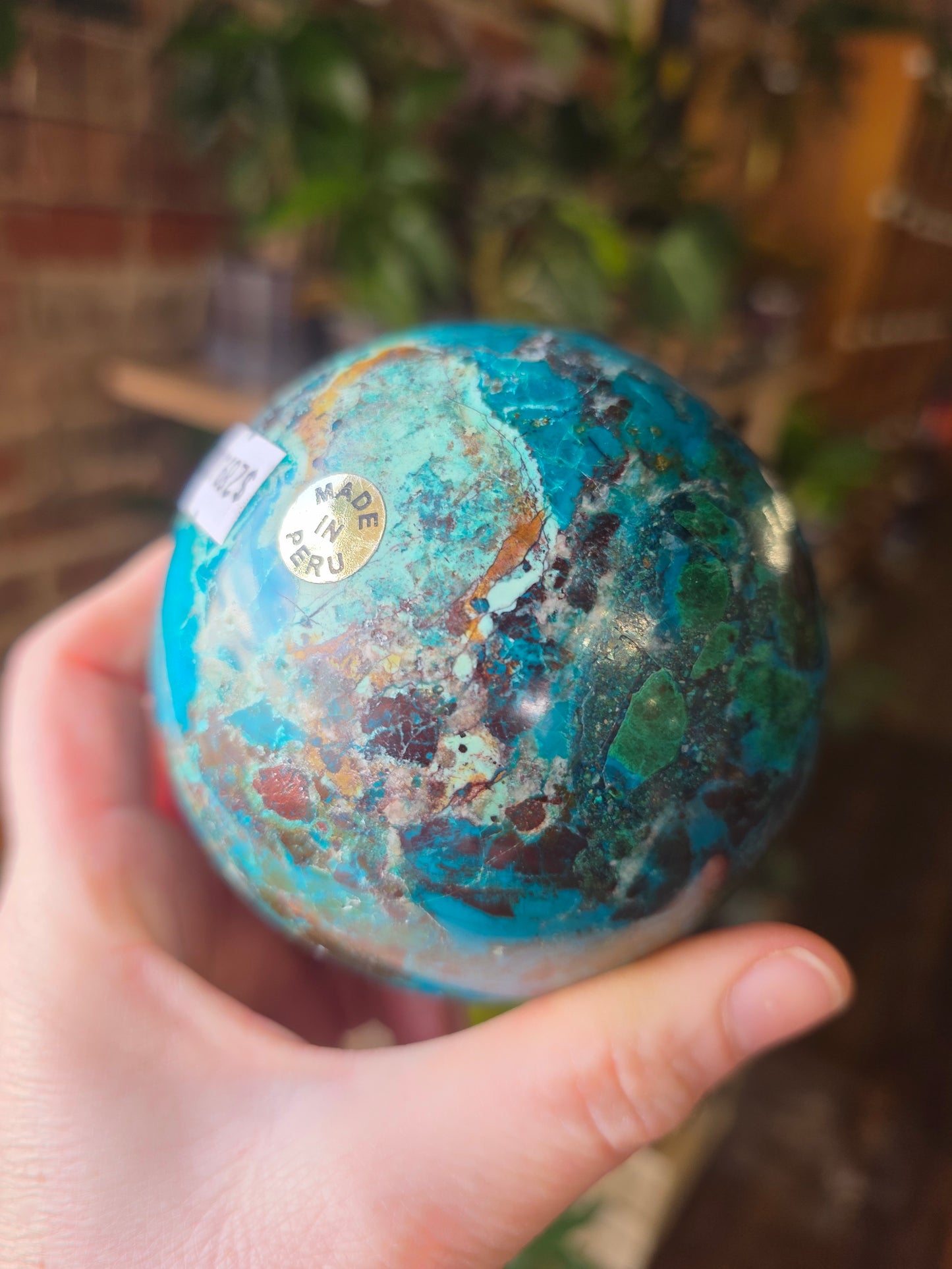 Chrysocolla and Malachite Sphere