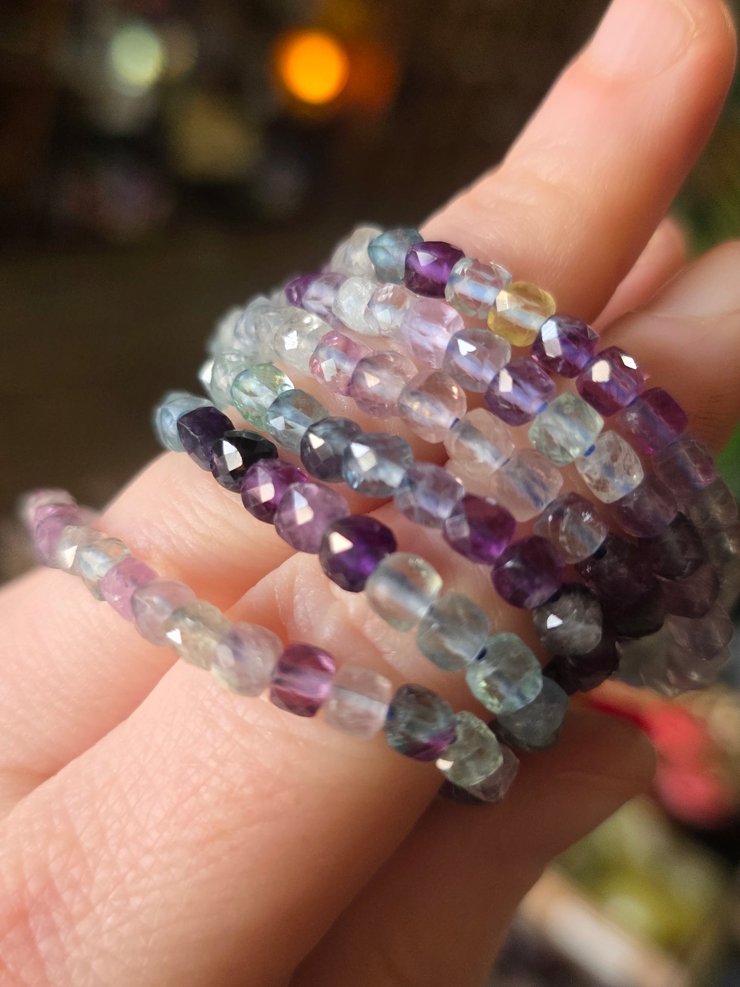 Faceted Fluorite Bead  Bracelet