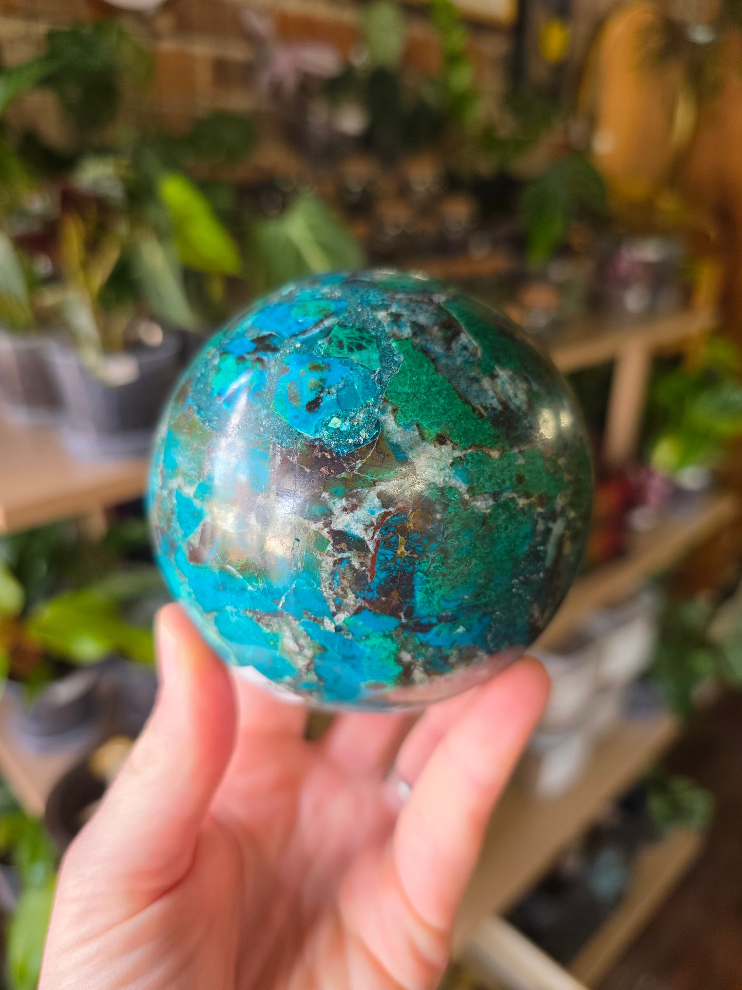 Chrysocolla and Malachite Sphere