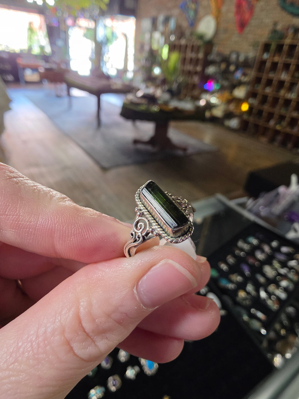 Green Tourmaline Ring Size 8