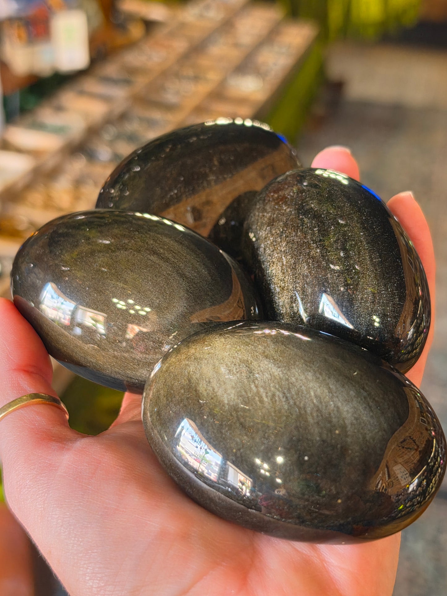 Large Gold Sheen Obsidian Palmstone
