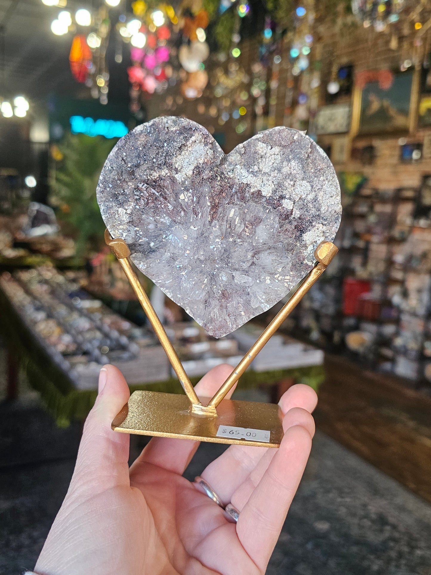 Druzy Amethyst Heart on Stand