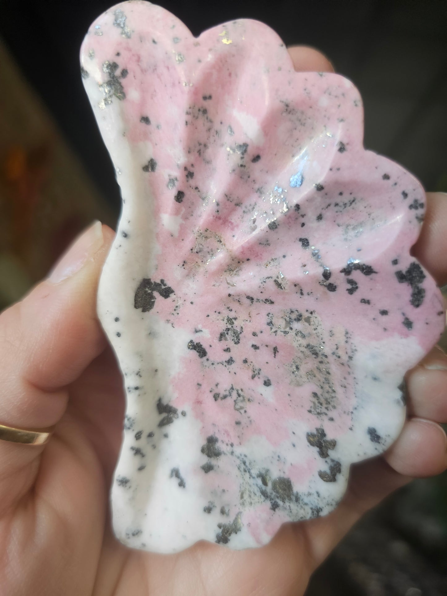 Peruvian Rhodonite Shell Trinket Dish