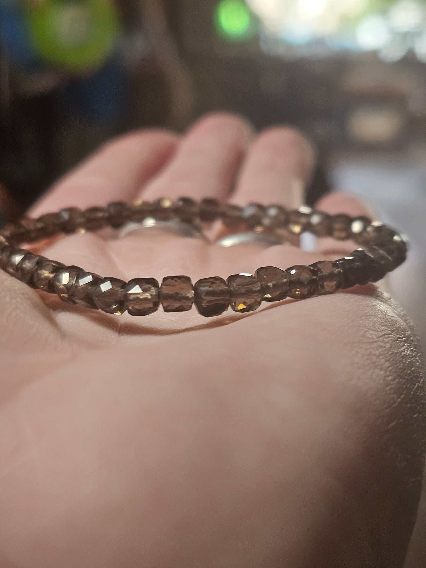 Smoky Quartz Faceted Stretch Bracelet