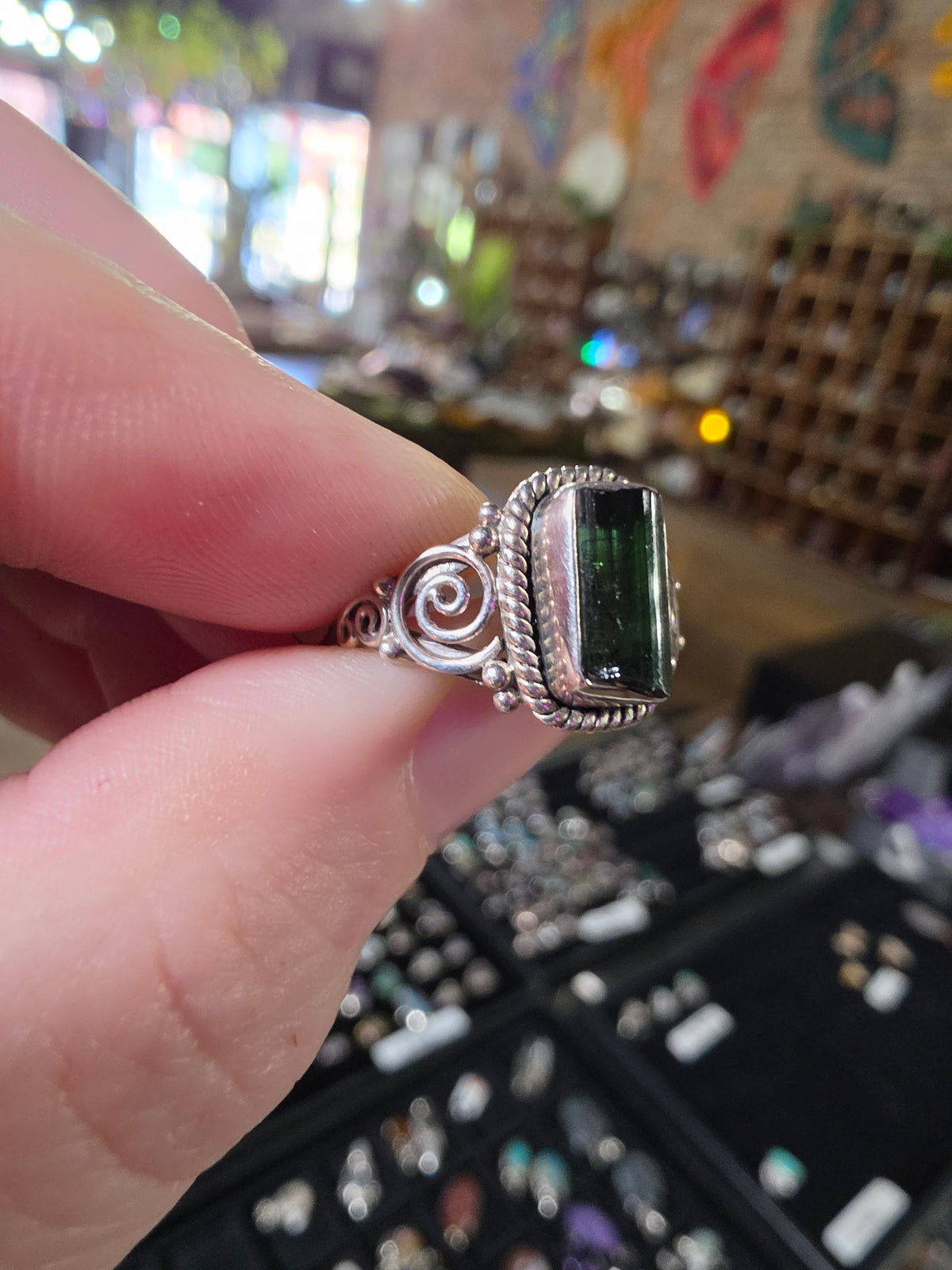Size 6 Green Tourmaline Ring