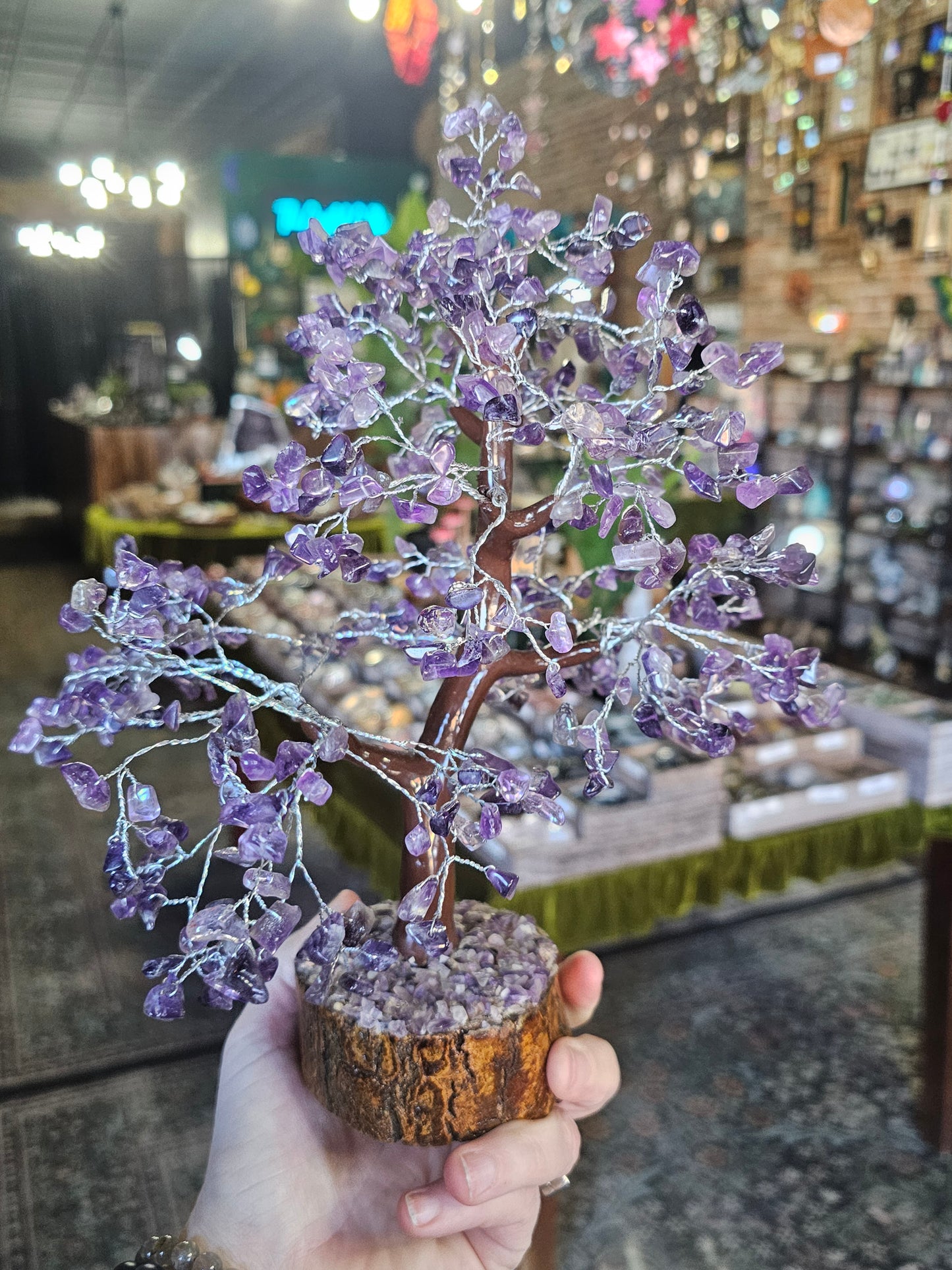 Amethyst Chip Tree on Amethyst Chip wood base