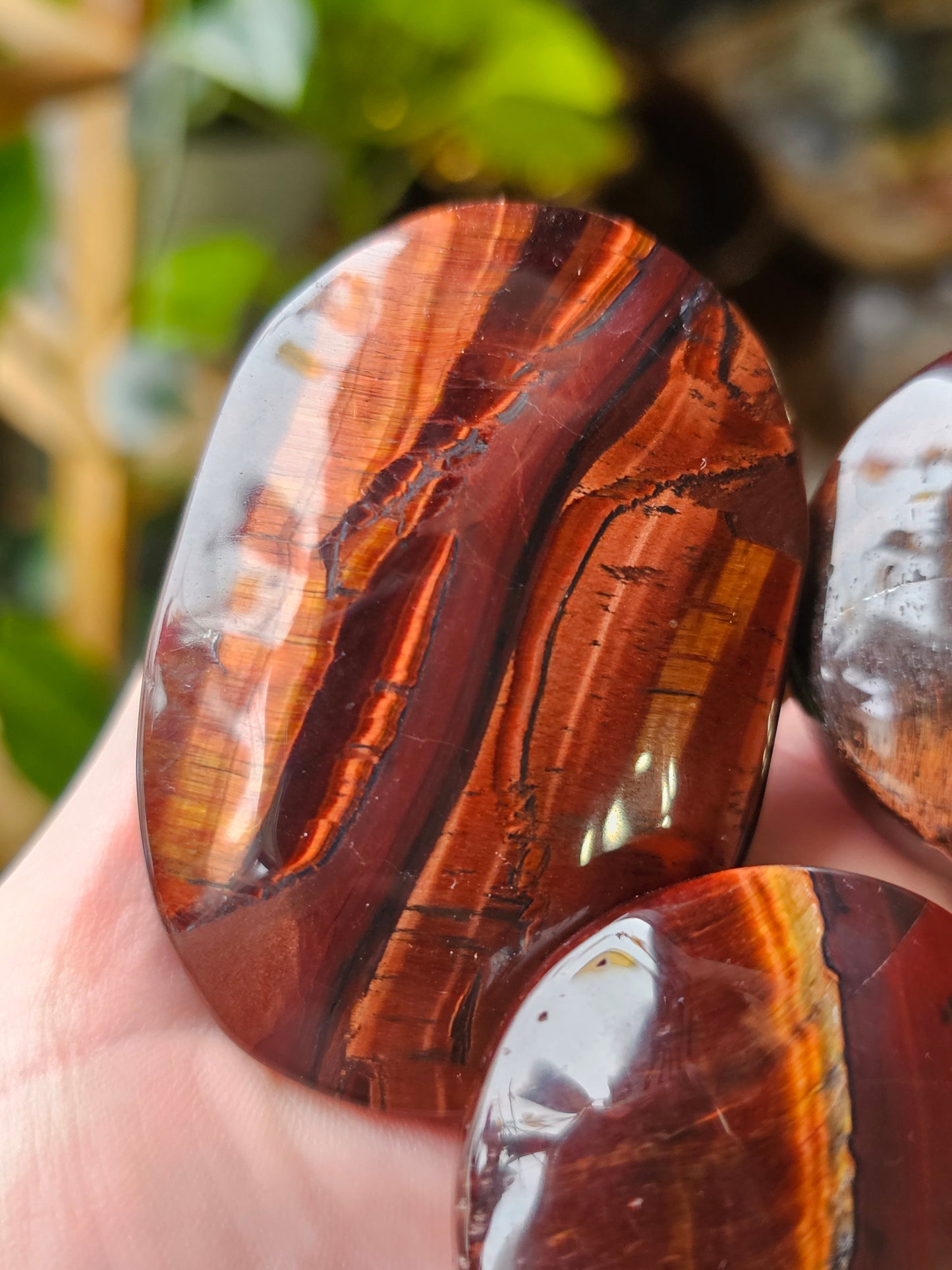 XL Red Tigers Eye Palm Stone