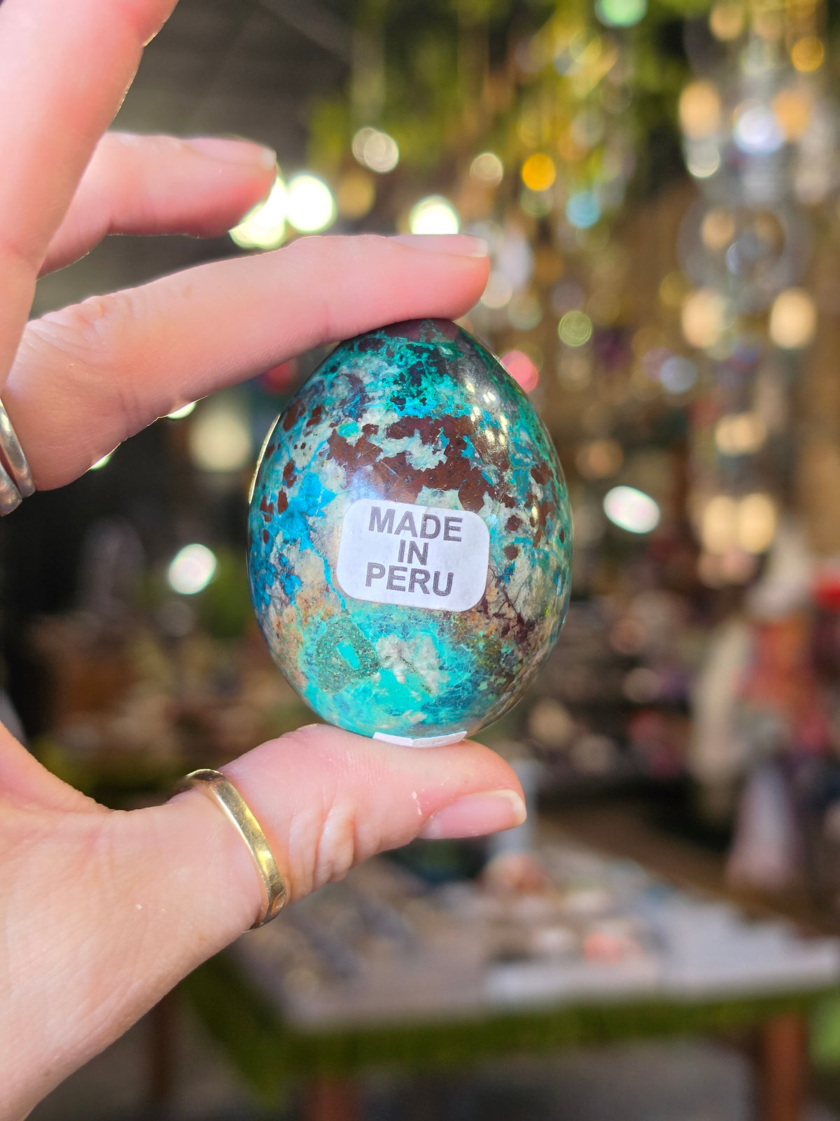 Chrysocolla & Malachite Egg Carving