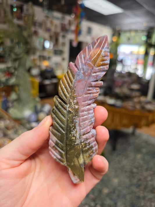 Jasper Feather Carving