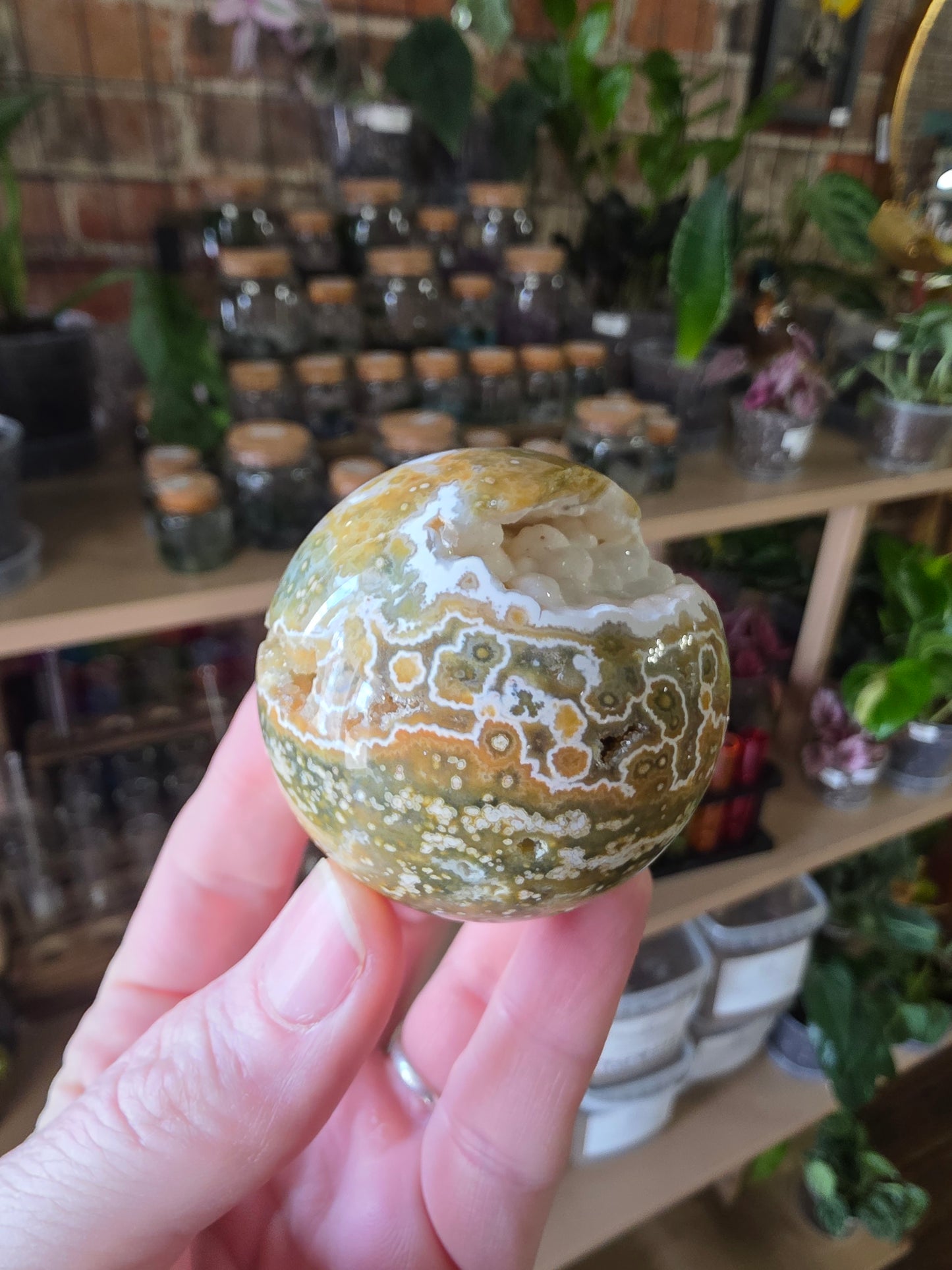 Druzy Orbicular Jasper Sphere