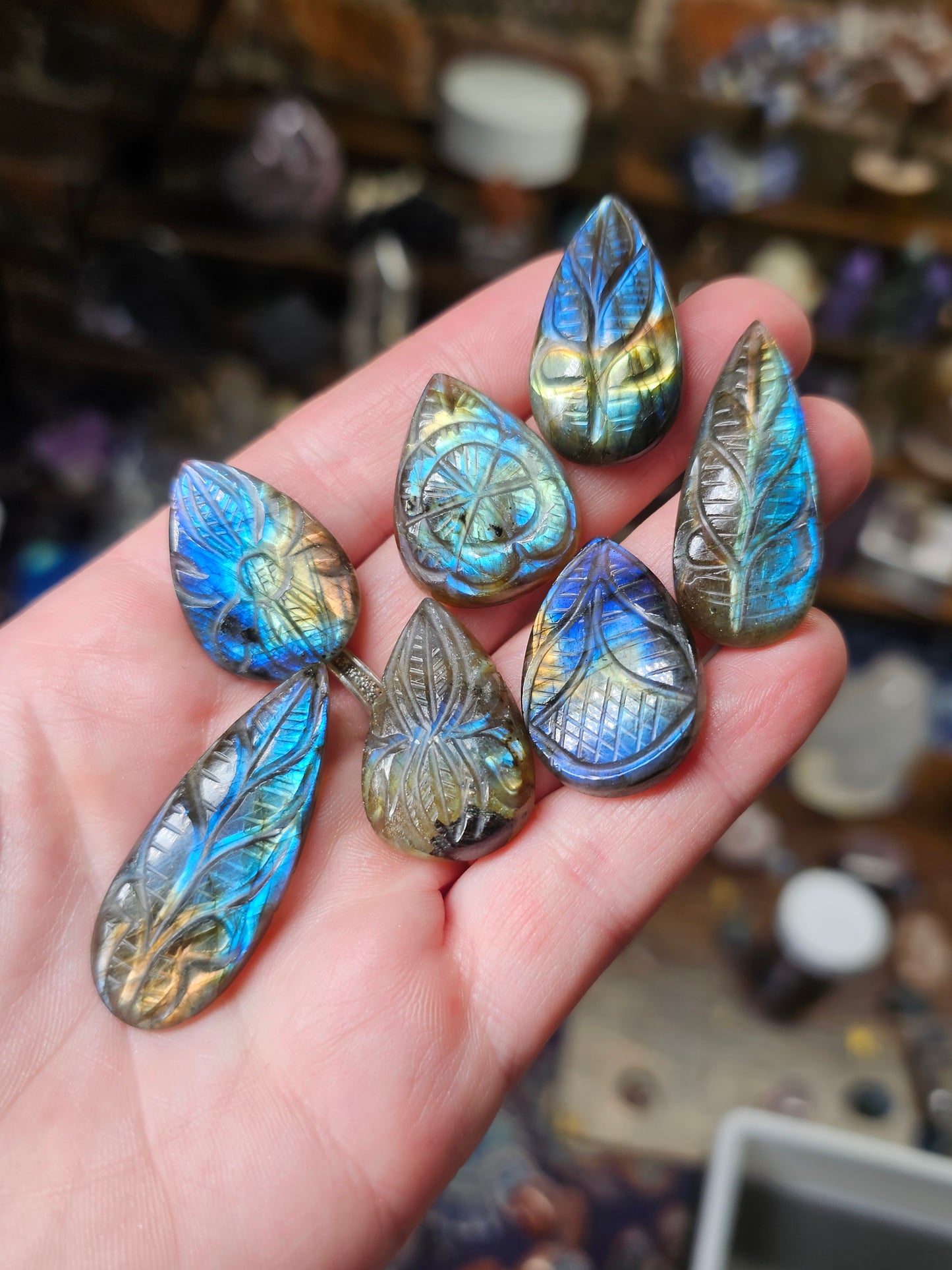 Carved Labradorite Teardrop Cabochon