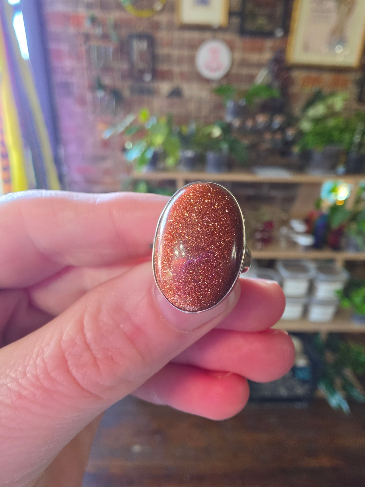 Goldstone Ring Size 6