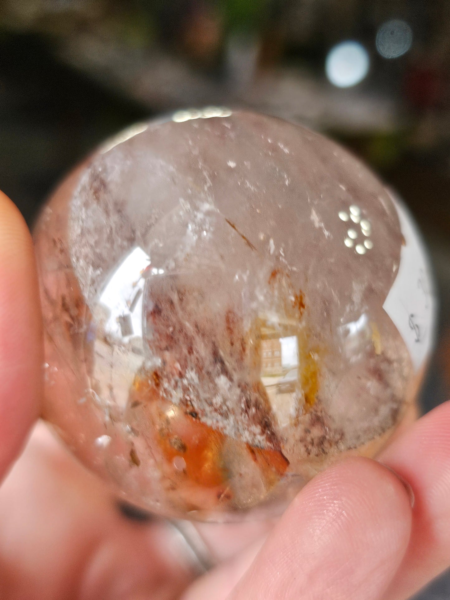 Iron Oxide and Hematite inclusions Quartz Sphere
