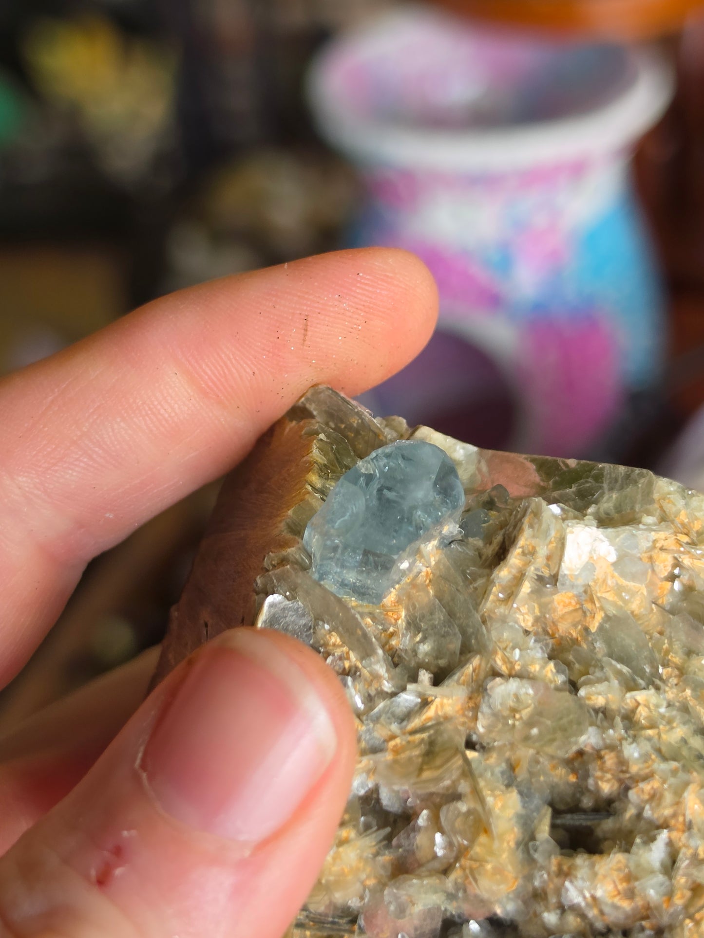 Aquamarine on Muscovite