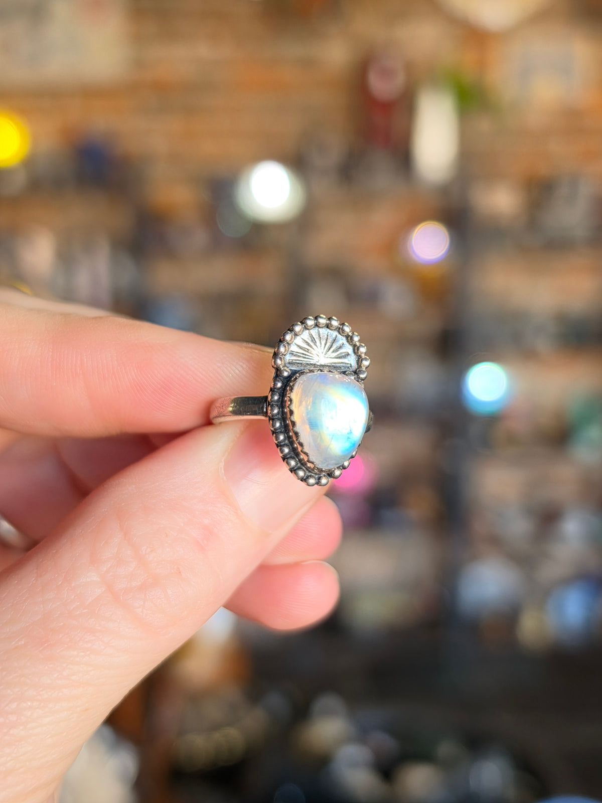 Size 7 Rainbow Moonstone Ring