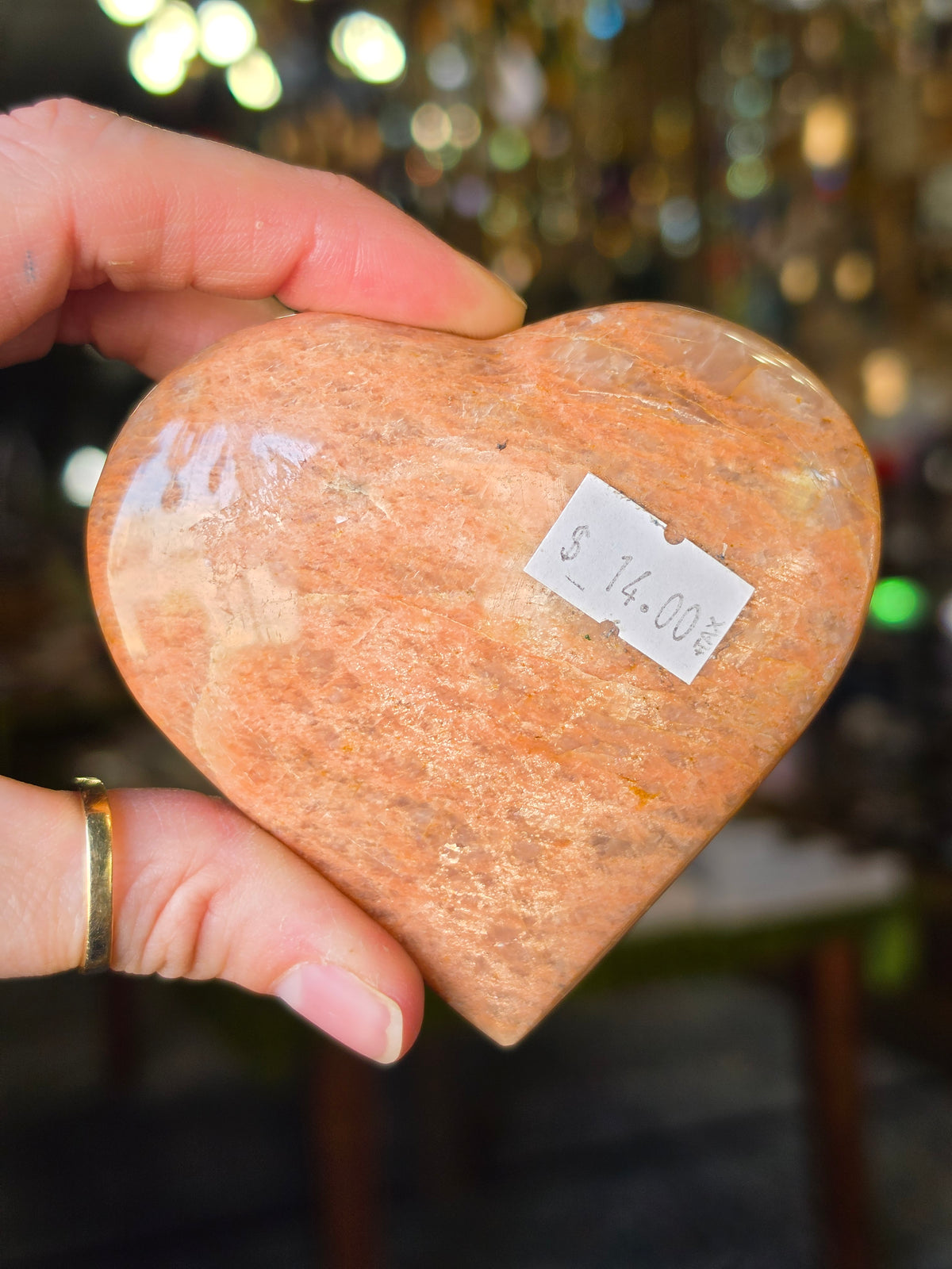 Peach Moonstone Heart