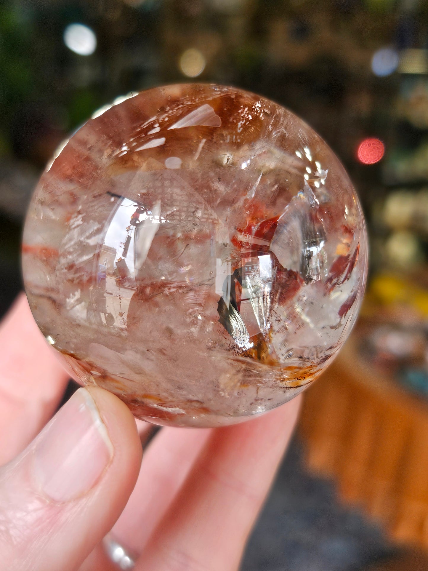 Iron Oxide and Hematite inclusions Quartz Sphere