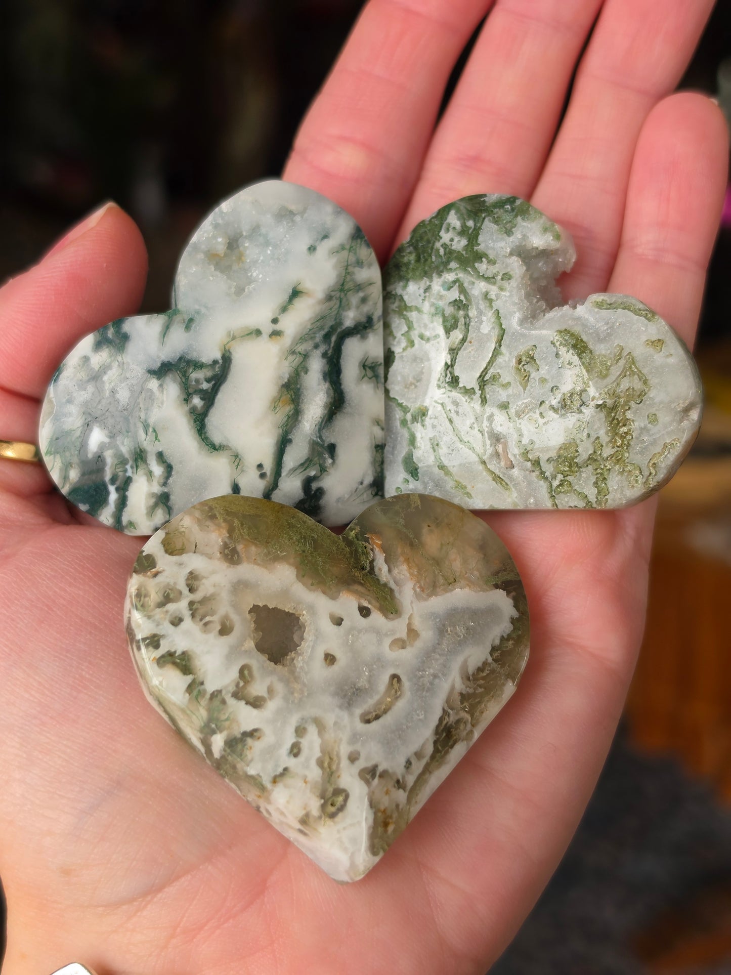 Moss Agate Druzy Heart