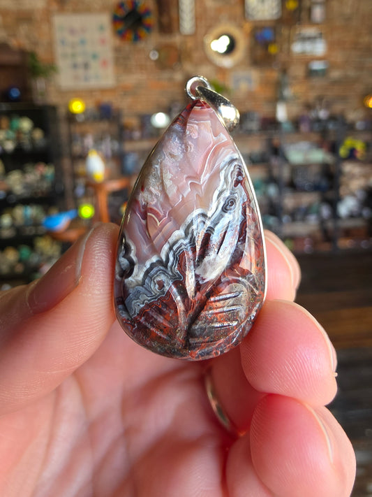 Mexican Crazy Lace Agate Pendant