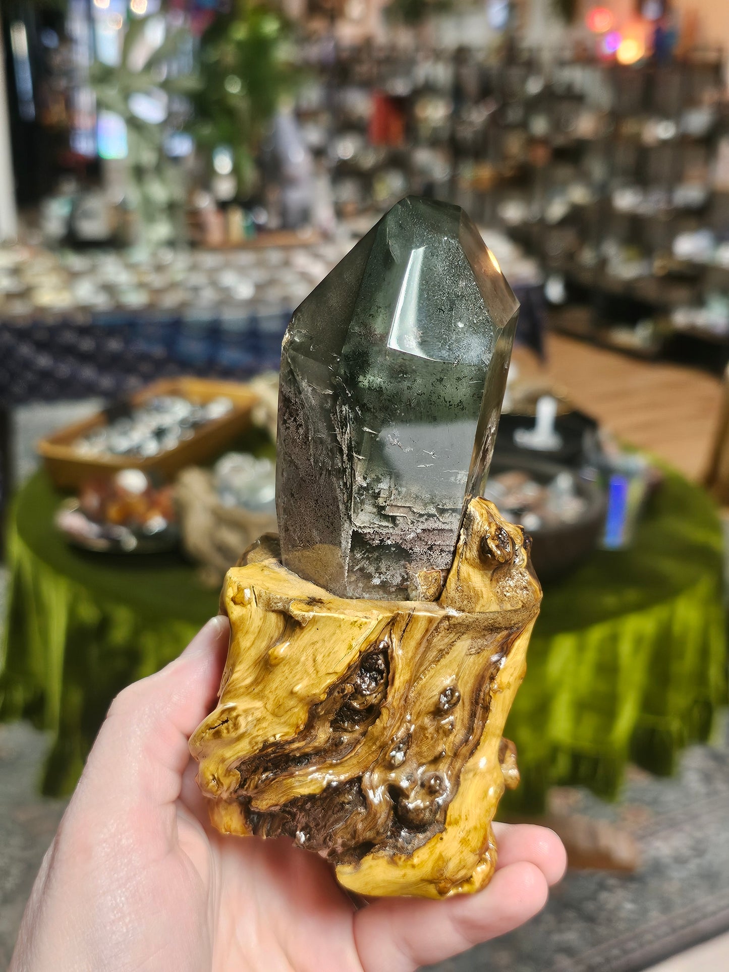 Garden Quartz on Custom Wood Base