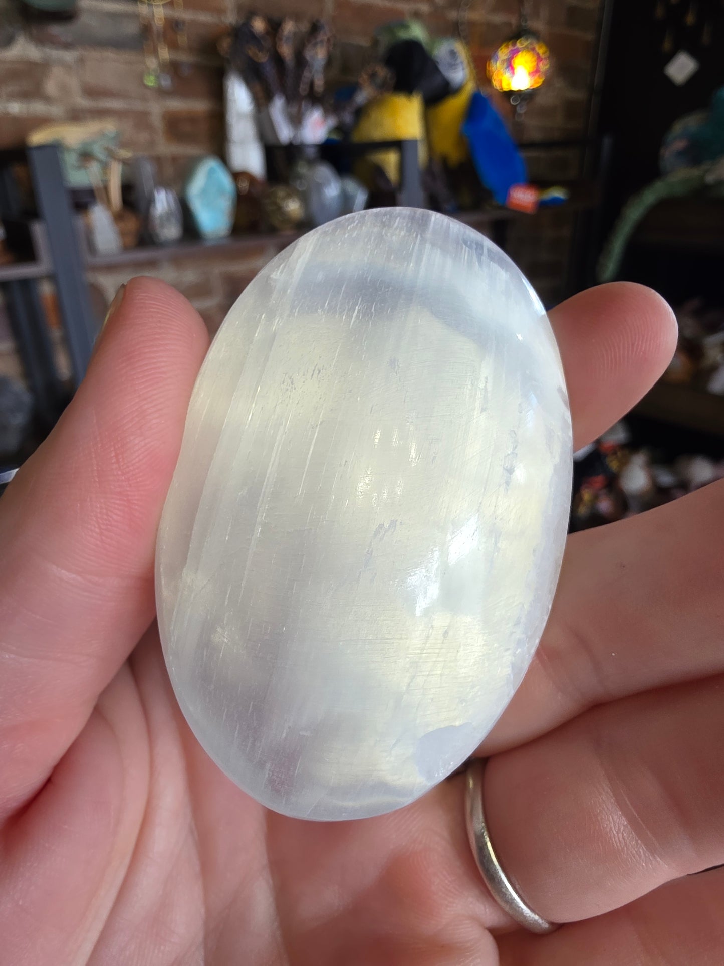Satin Spar Palm Stone