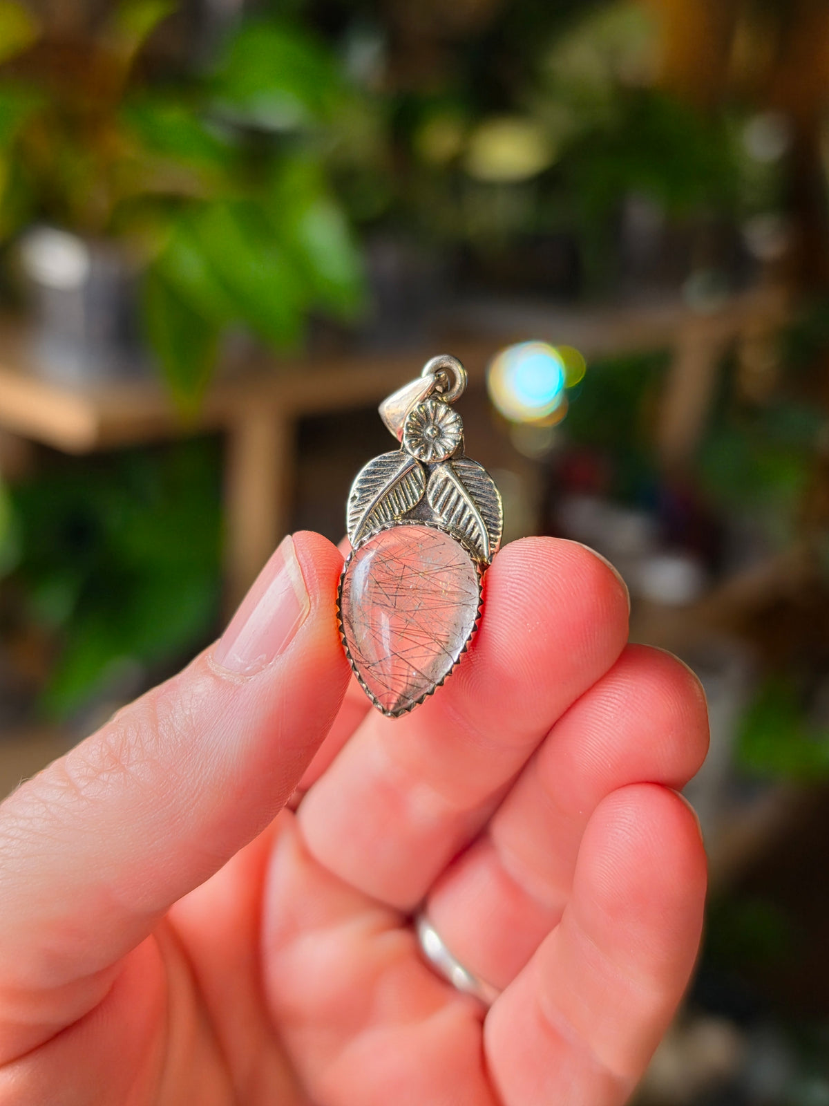Black Tourmaline In Quartz Pendant