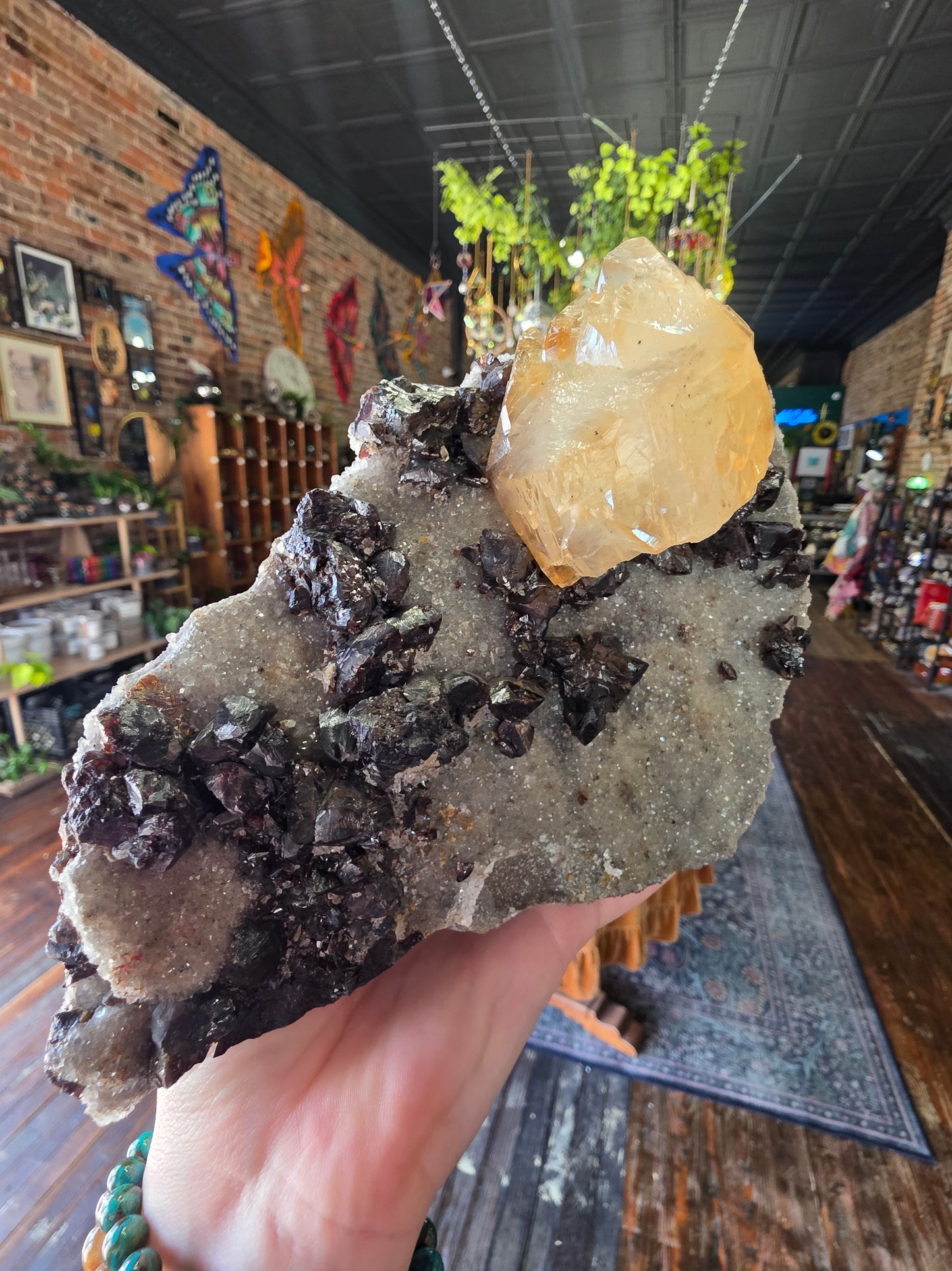 Calcite and Sphalerite on Druzy Quartz