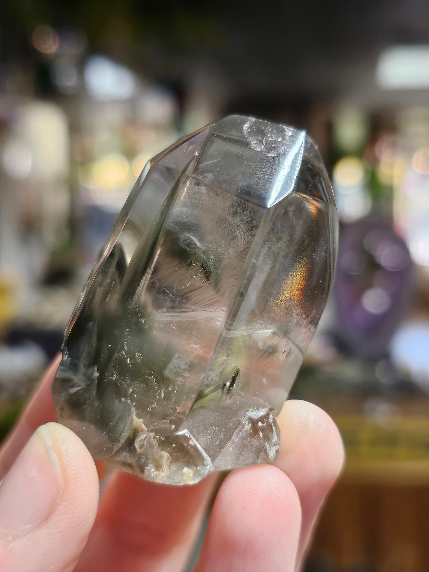 Polished Blue Tara ( Blue Amphibole) Quartz  Point