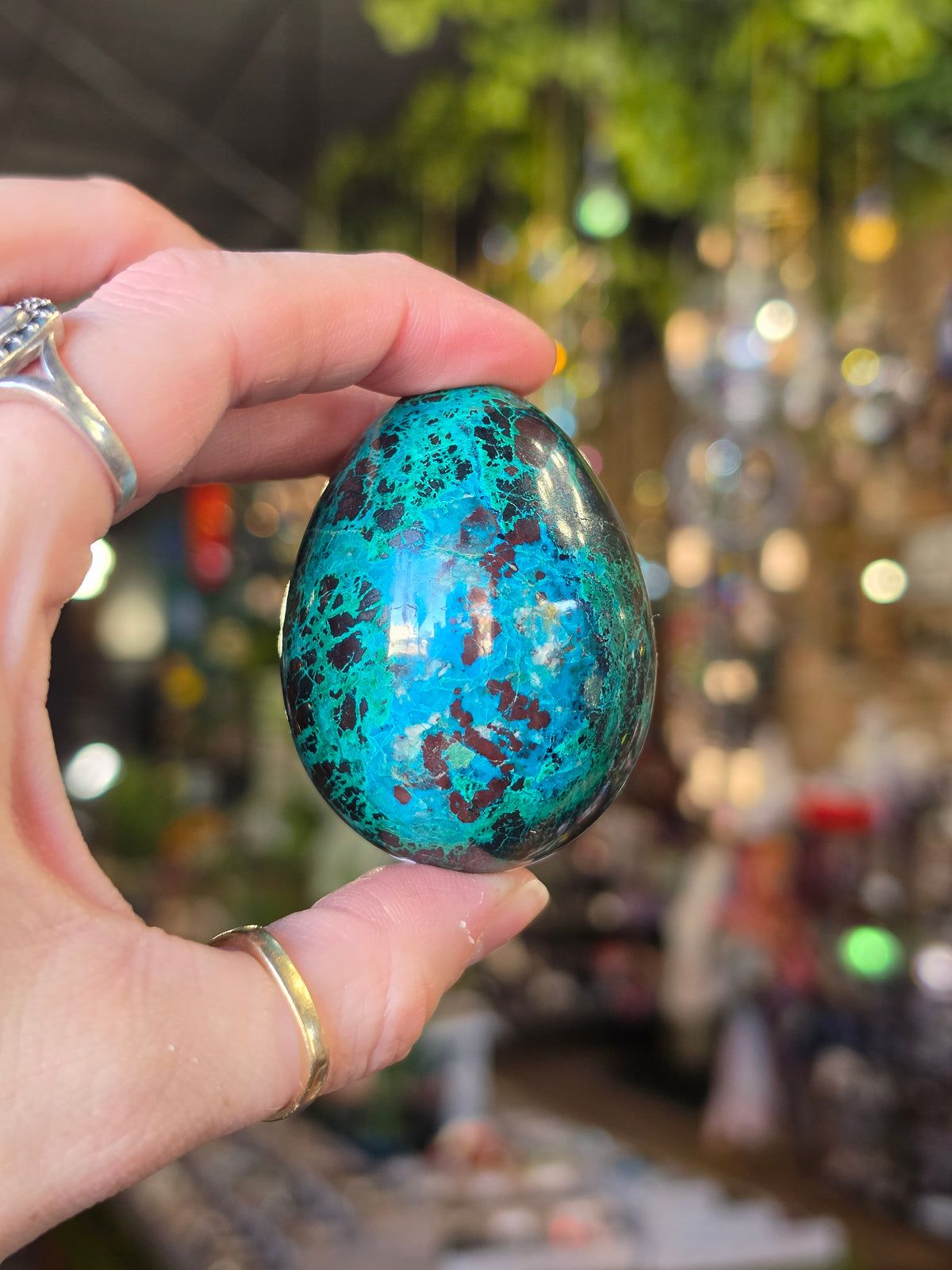 Chrysocolla & Malachite Egg Carving