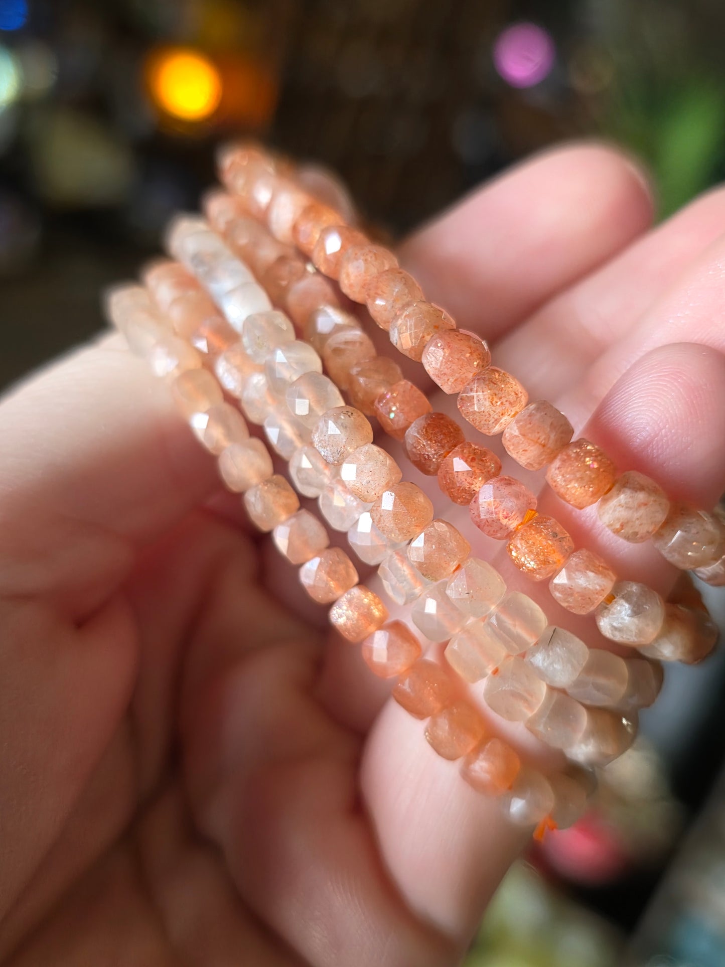Faceted Sunstone Bead Bracelet