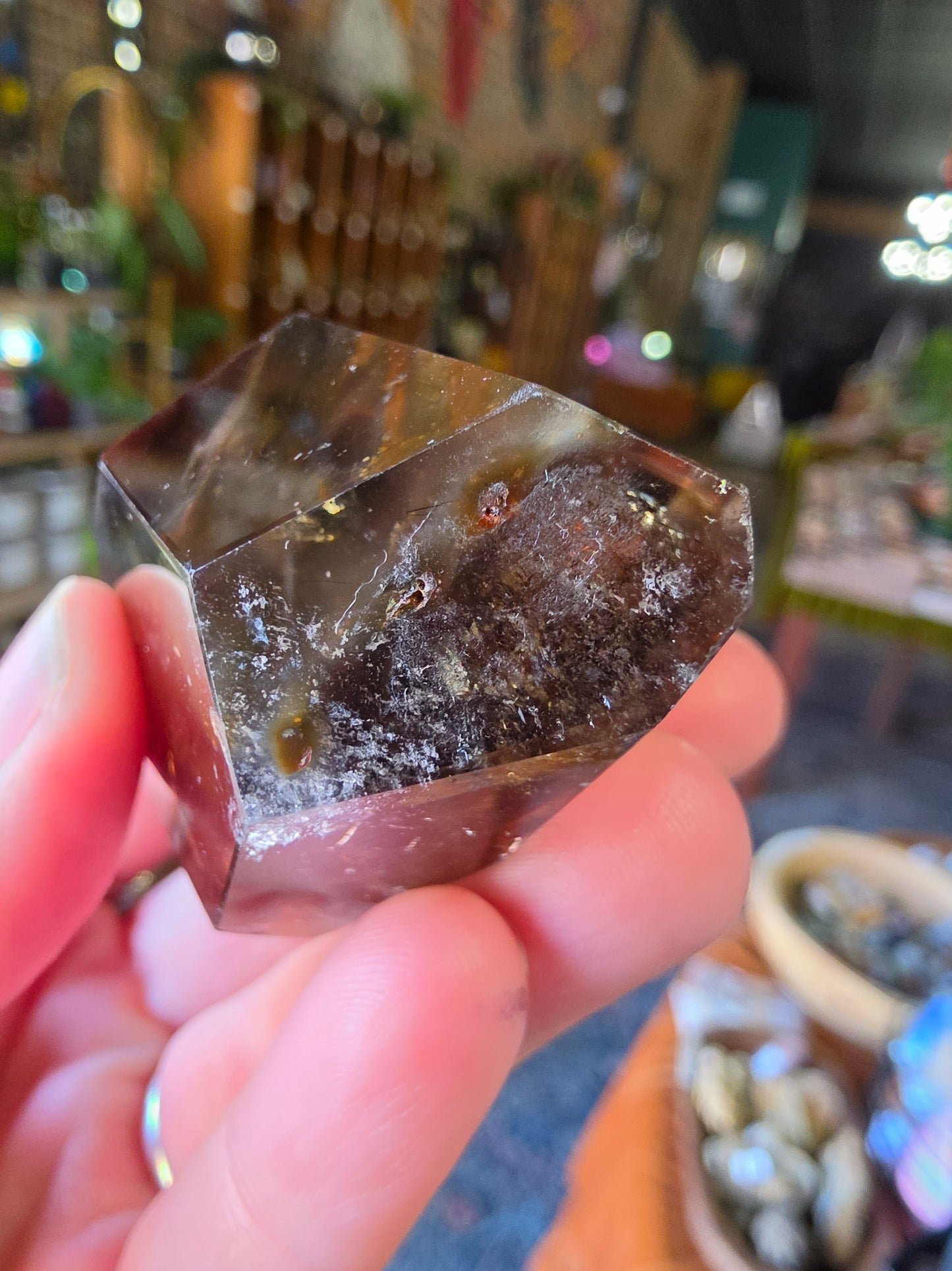 Amphibole in Smoky Quartz