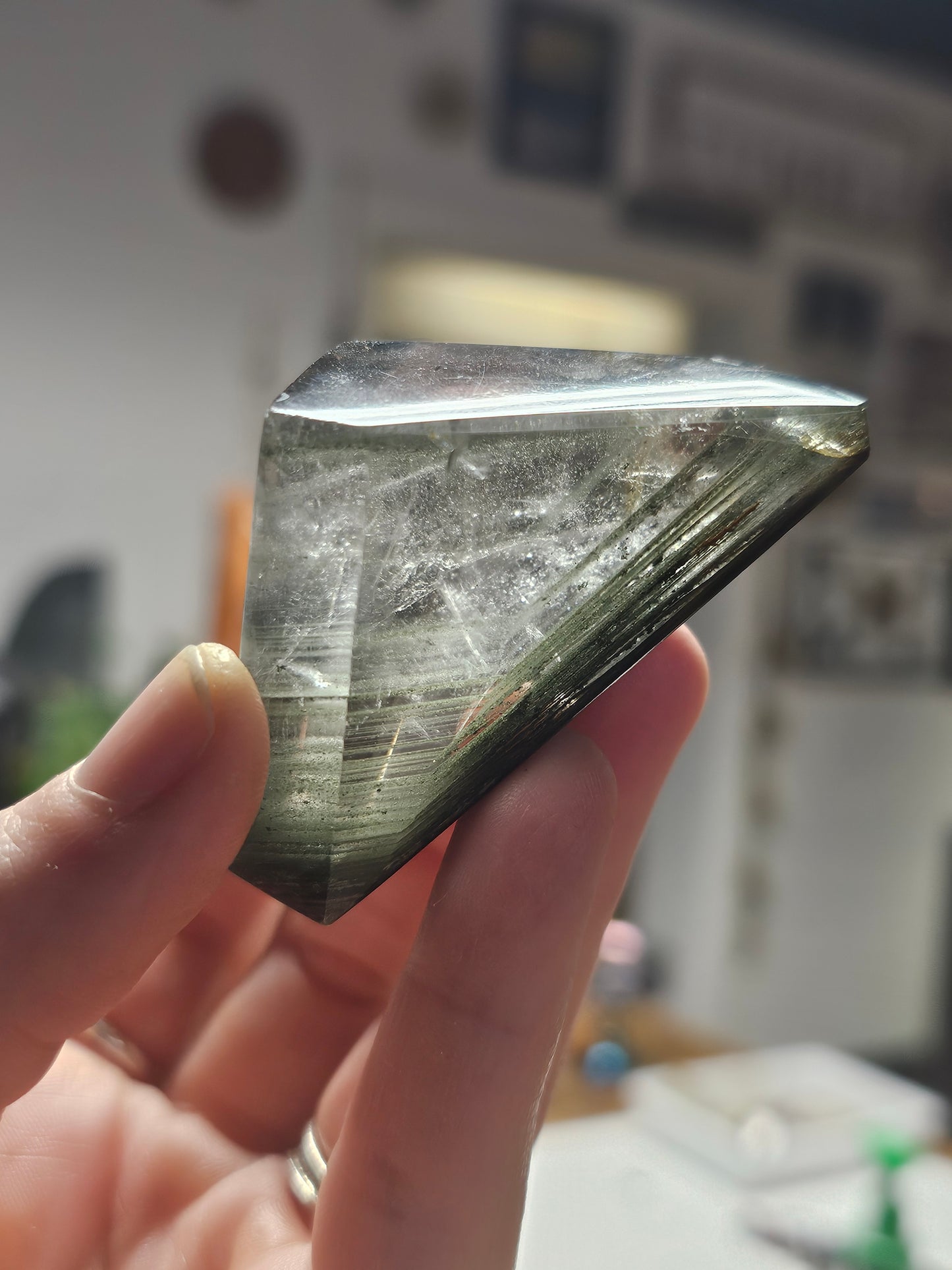 Garden Quartz Freeform with Chlorite Phantoms