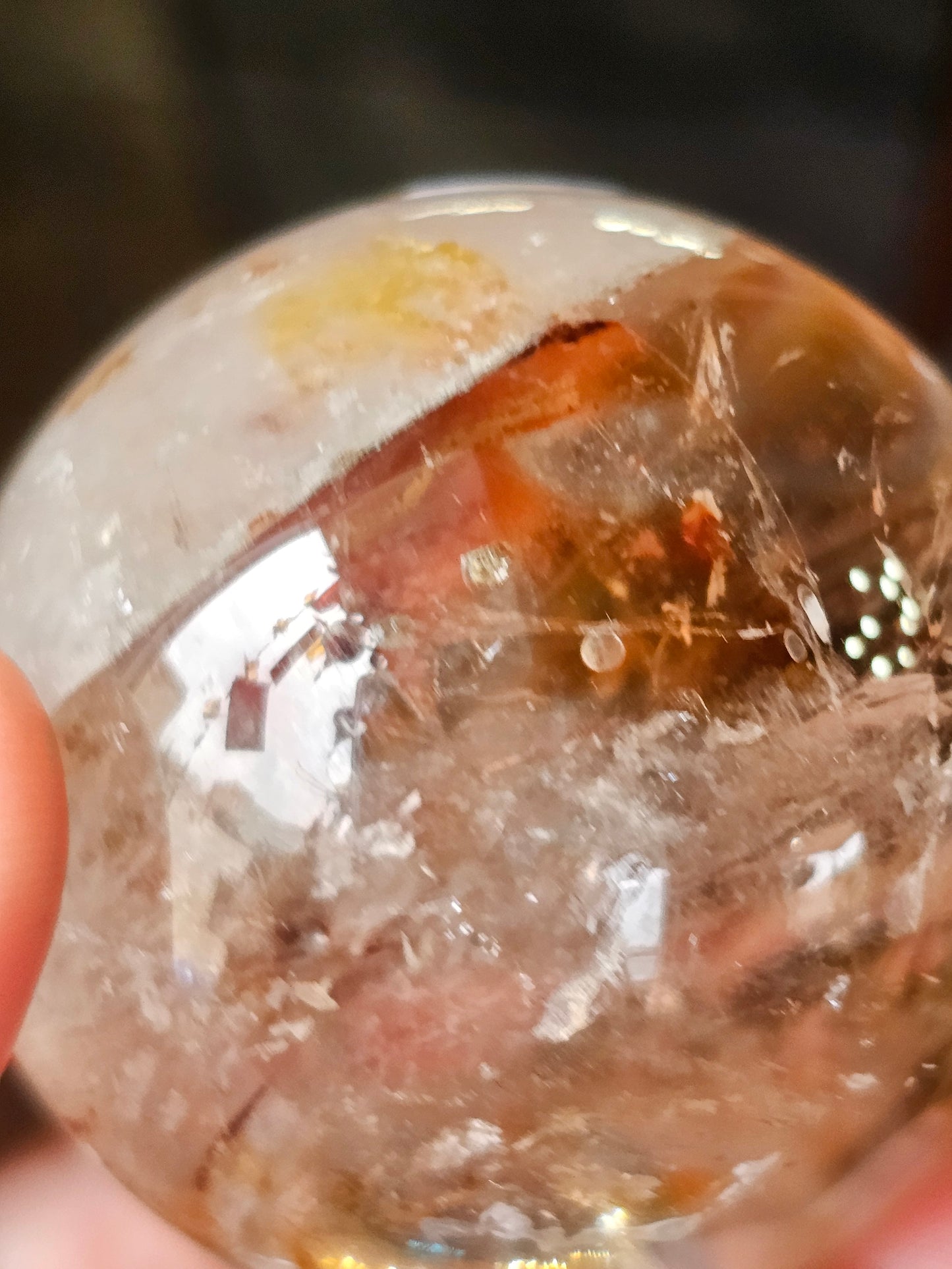 Iron Oxide and Hematite inclusions Quartz Sphere