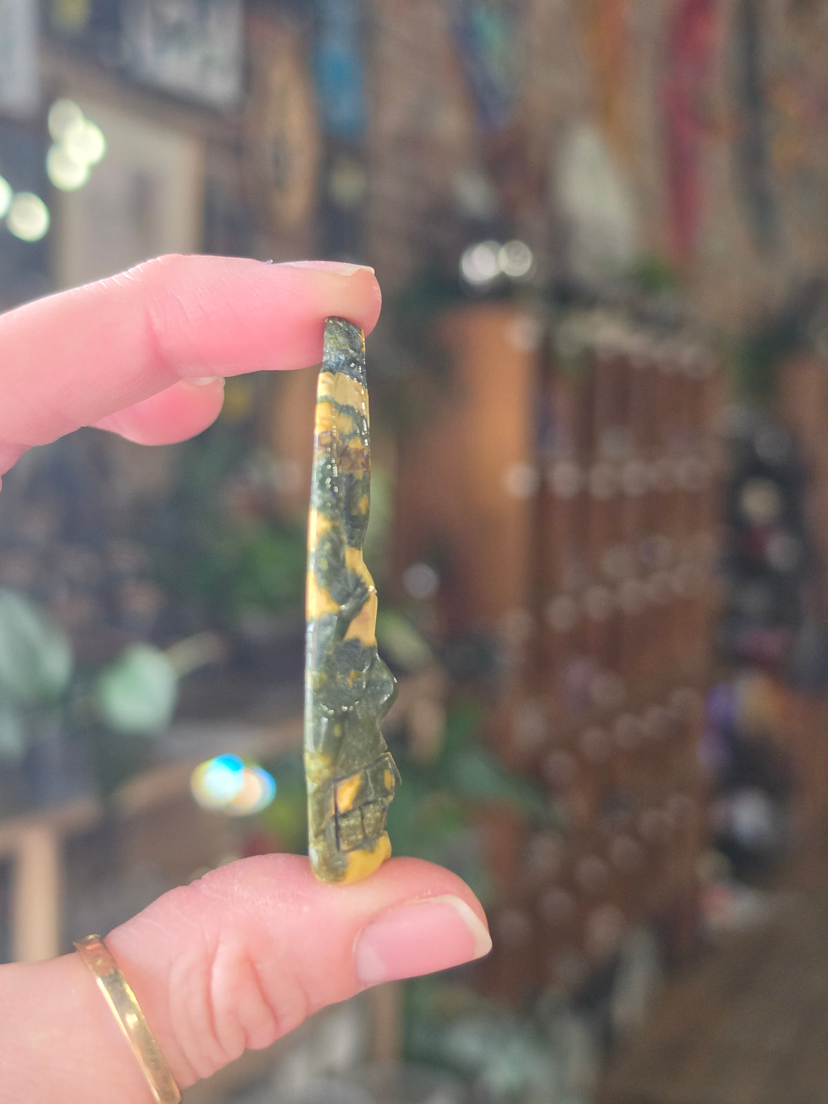 Ocean Jasper Skull Arrowhead Carving Cabochon