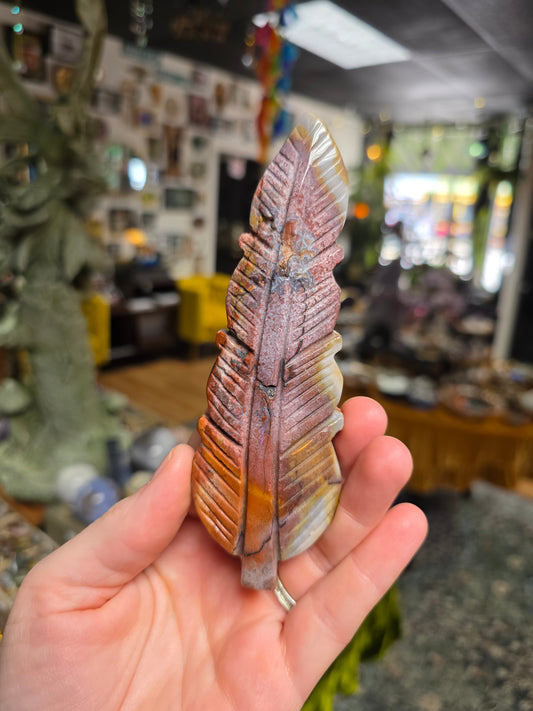 Jasper Feather Carving