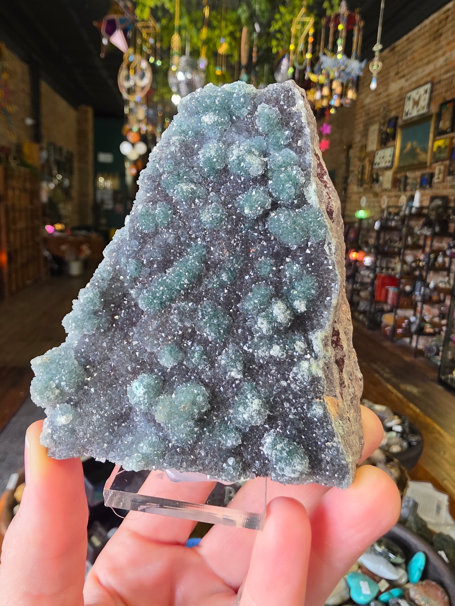 Quartz Druzy on Malachite