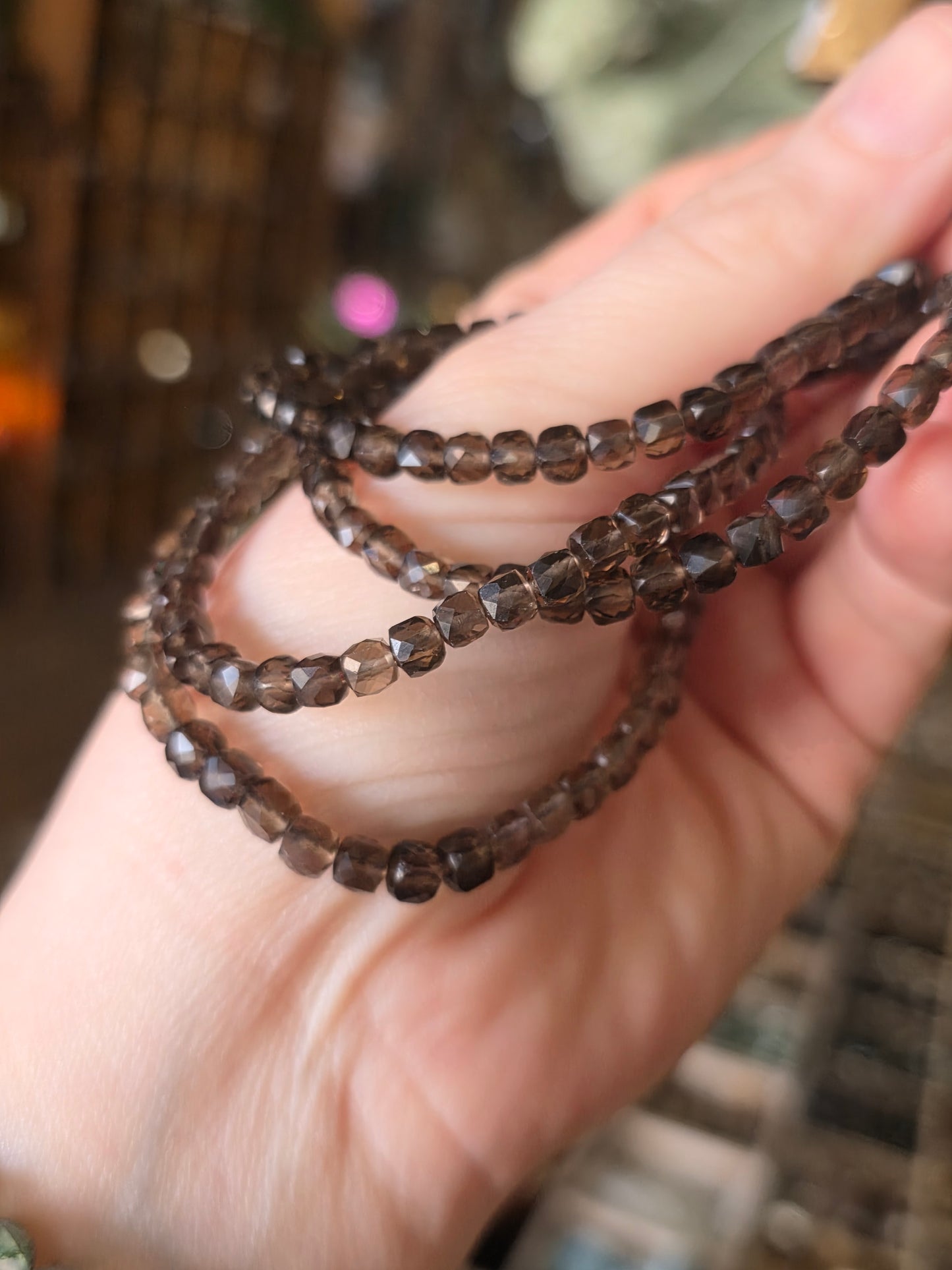 Faceted Smoky Quartz Bead Bracelet