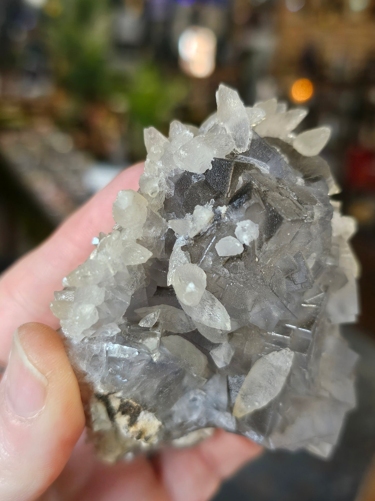 Calcite on Fluorite