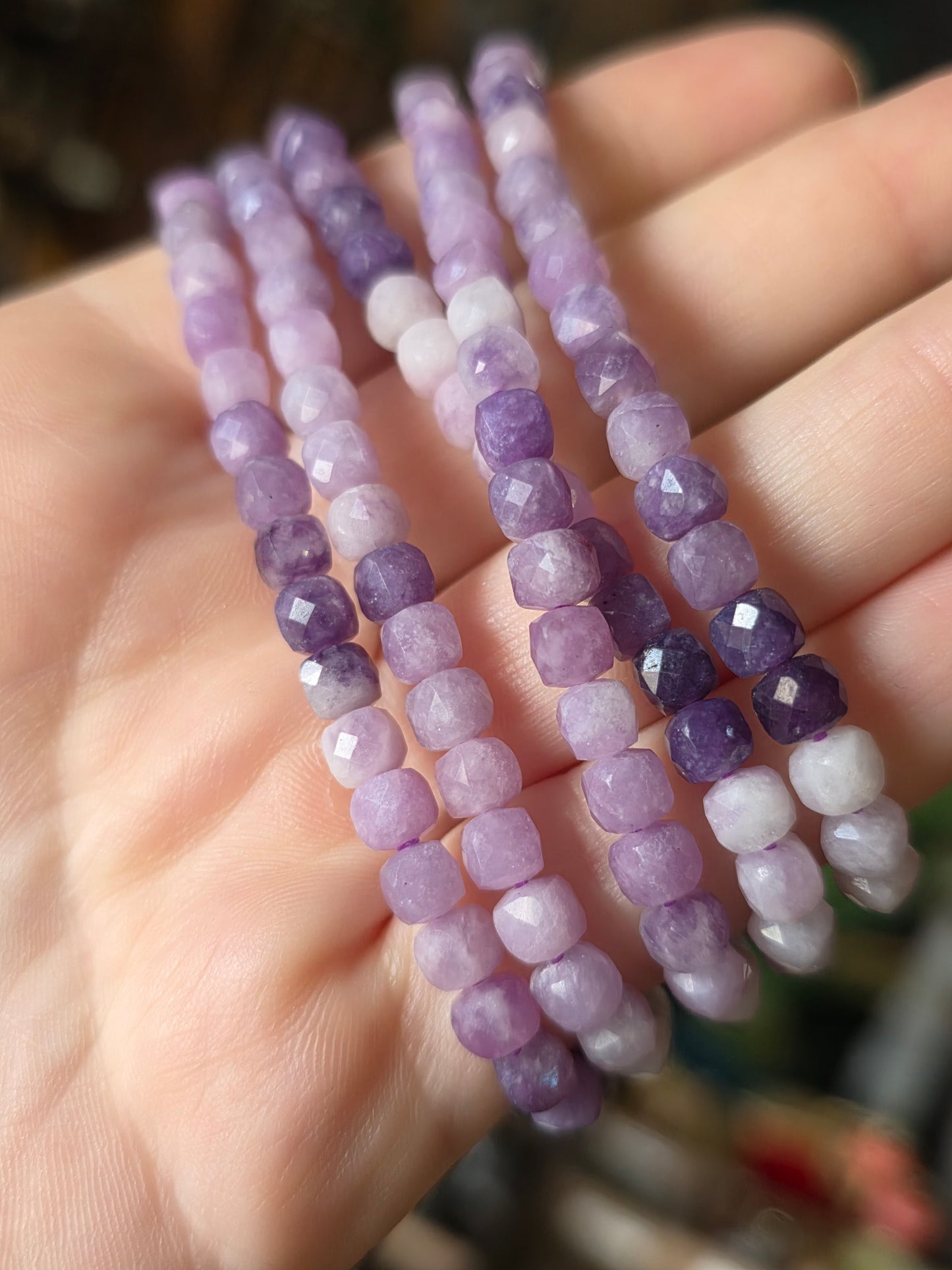 Faceted Lepidolite Bead Bracelet