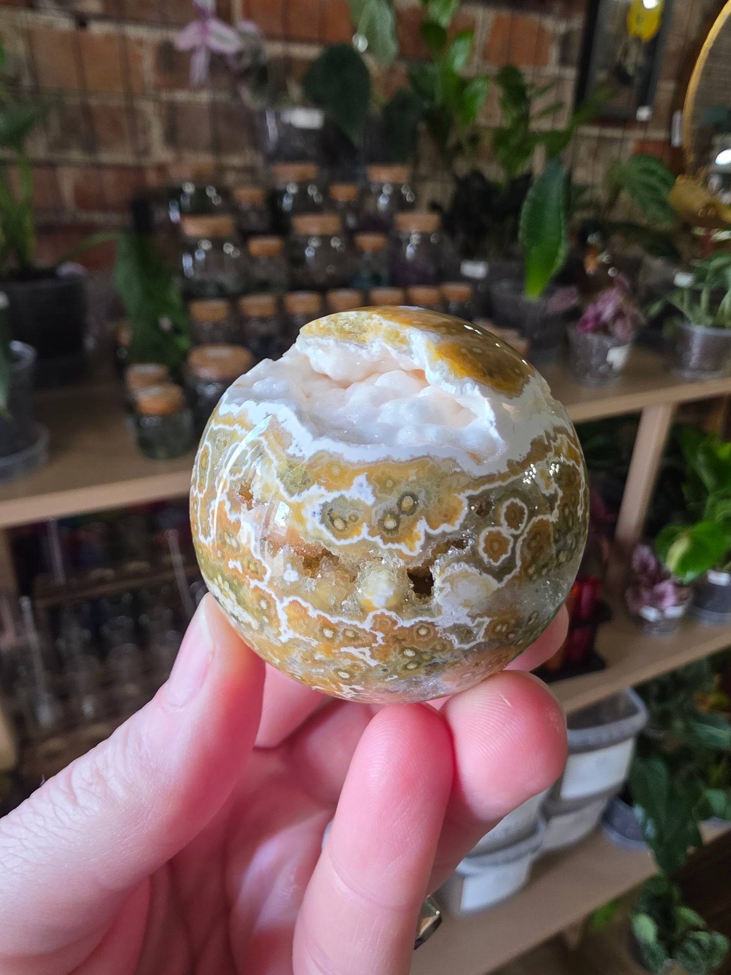 Druzy Orbicular Jasper Sphere