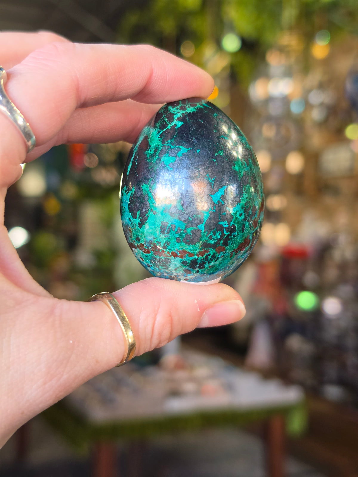Chrysocolla & Malachite Egg Carving