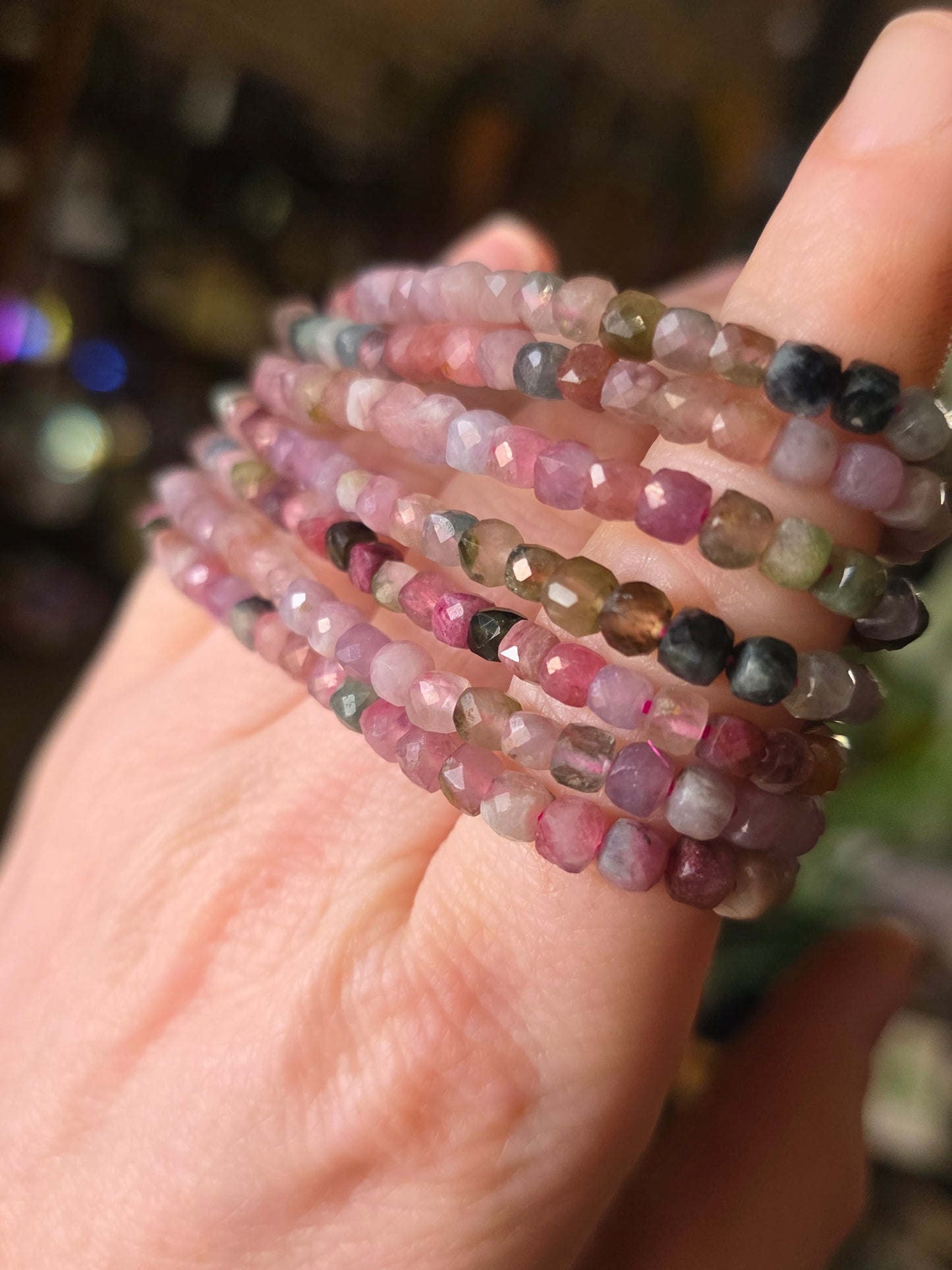 Faceted Multicolor Tourmaline Bead Bracelet