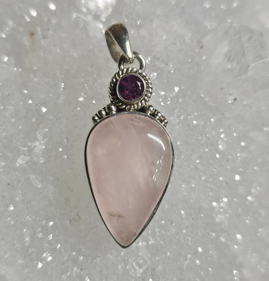 Rose Quartz & Garnet Pendant
