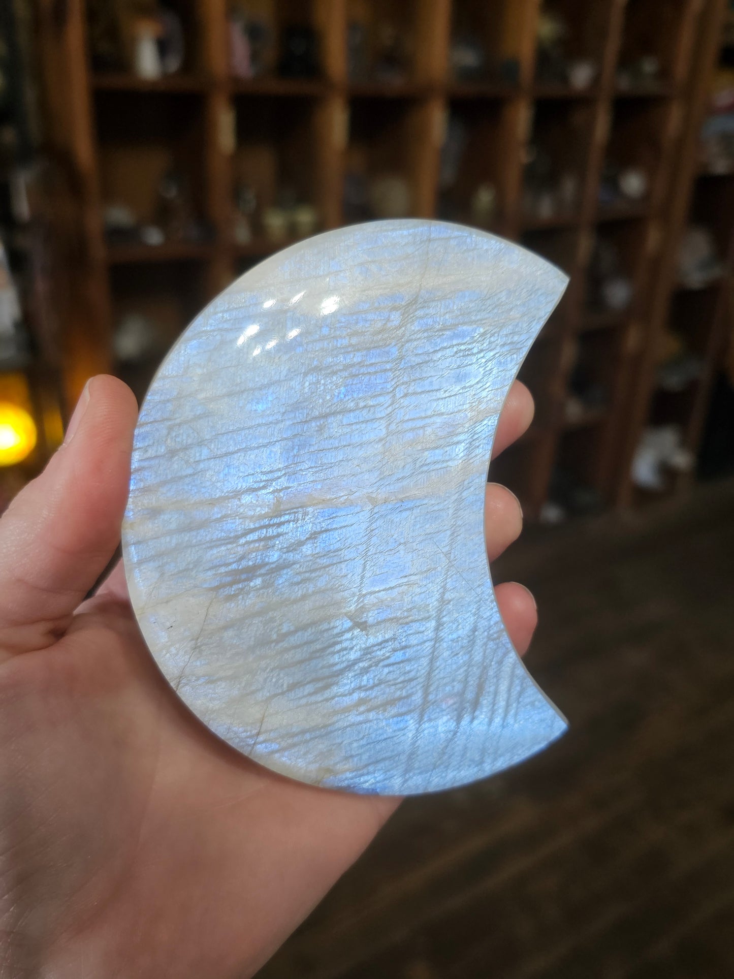 Moonstone Moon Carving on stand
